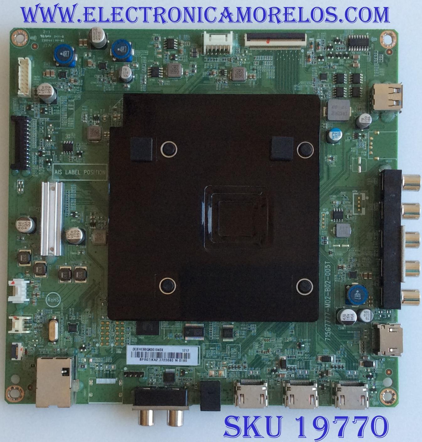 MAIN / VIZIO / 756TXHCB0QK0010 / 715G7777-M02-B02-005T / (X)XHCB0QK001030X / BPRGTIKA2 / PANEL TPT500U1-QVN03.U REV:S001L / MODELO M50-E1 LTYWVTKT / LTMWVYAT