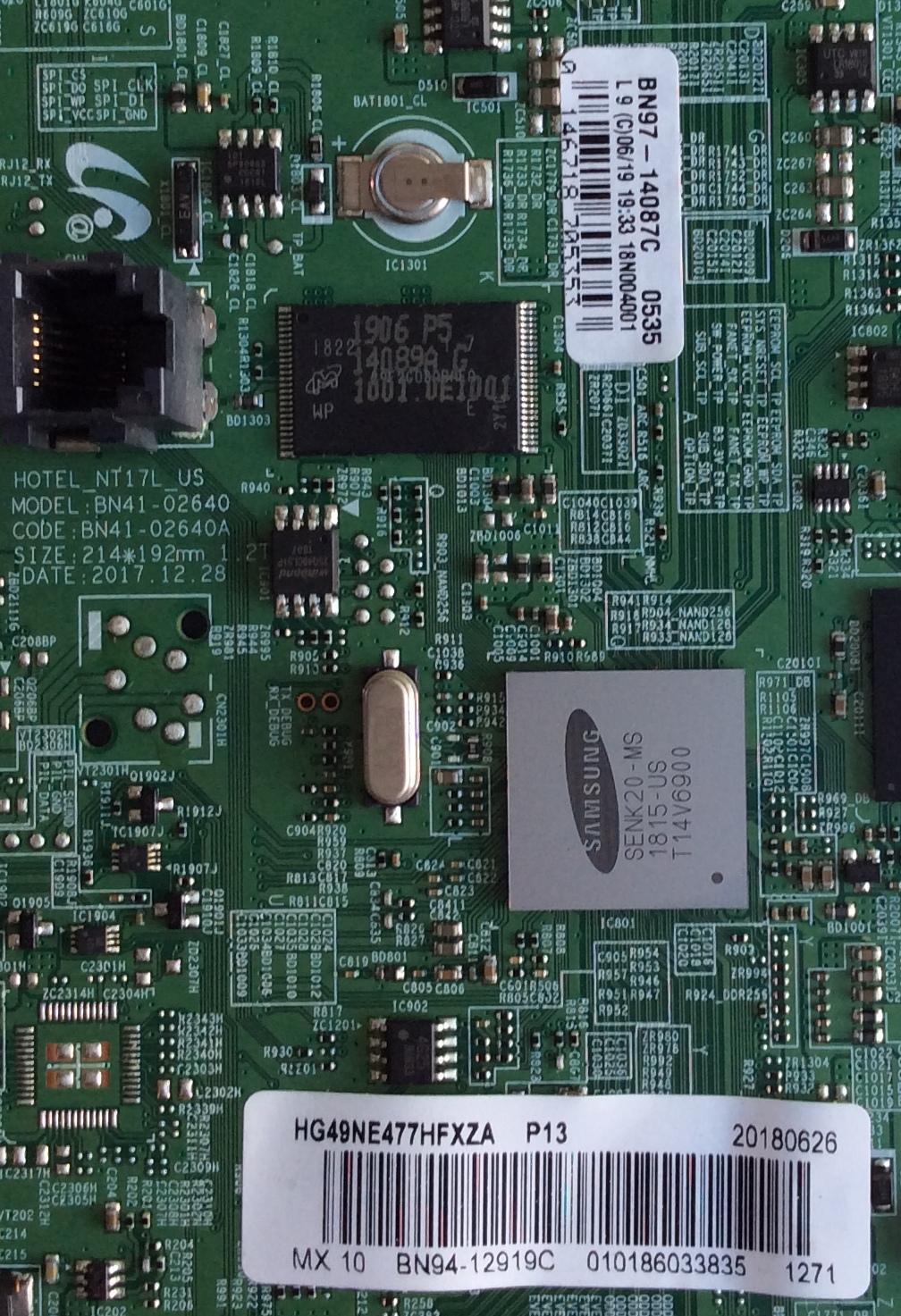 MAIN / SAMSUNG / BN94-12919C / BN97-14087C / BN41-02640A / MODELO HG49NE477HFXZA - Imagen 2