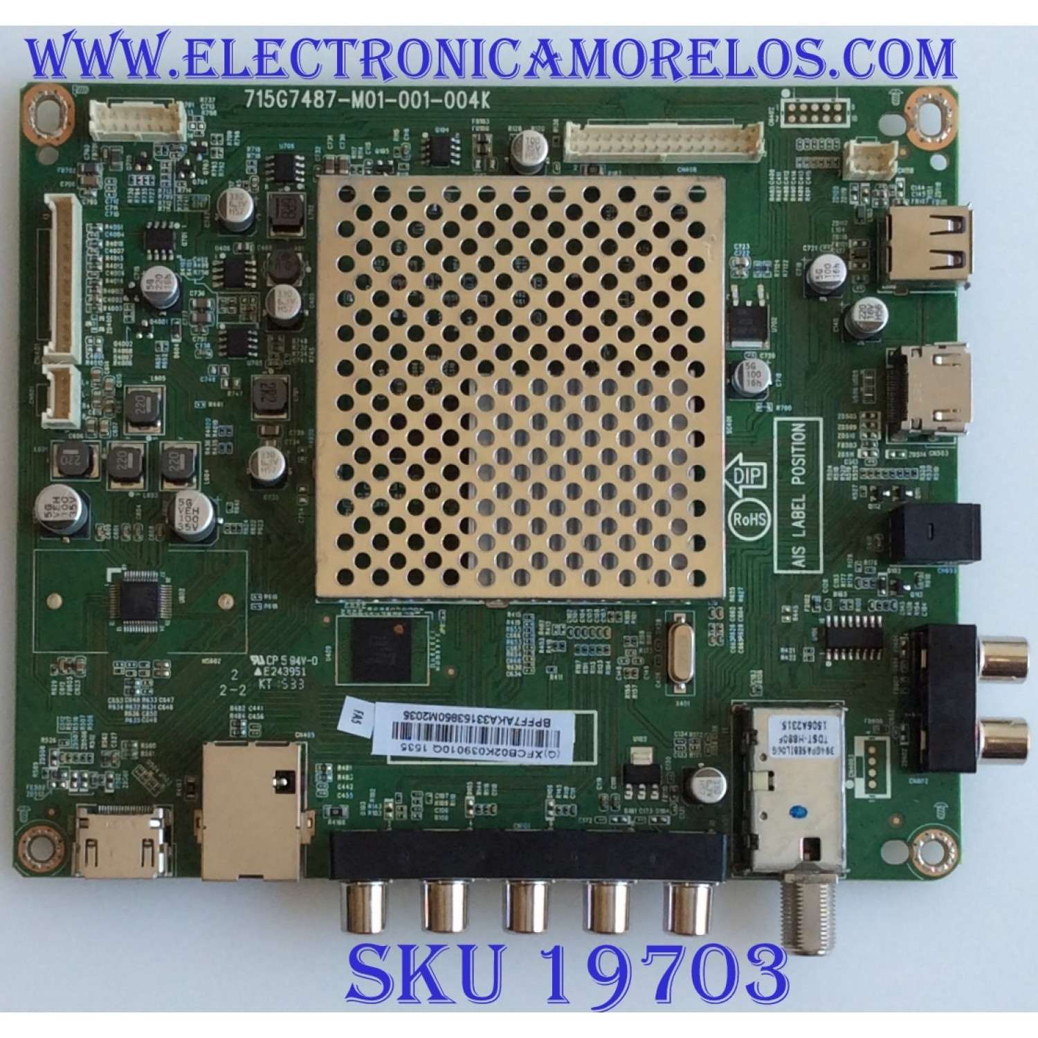 MAIN / VIZIO / 756TXFCB02K0390 / 715G7487-M01-001-004K / (Q)XFCB02K039010Q / BPFF7AK / PANEL TPT315B5-WHBN0.K REV:S5941C / PARTES SUSTITUTAS 756TXFCB02K0190 / MODELO E32H-C1 LTTUSJCR