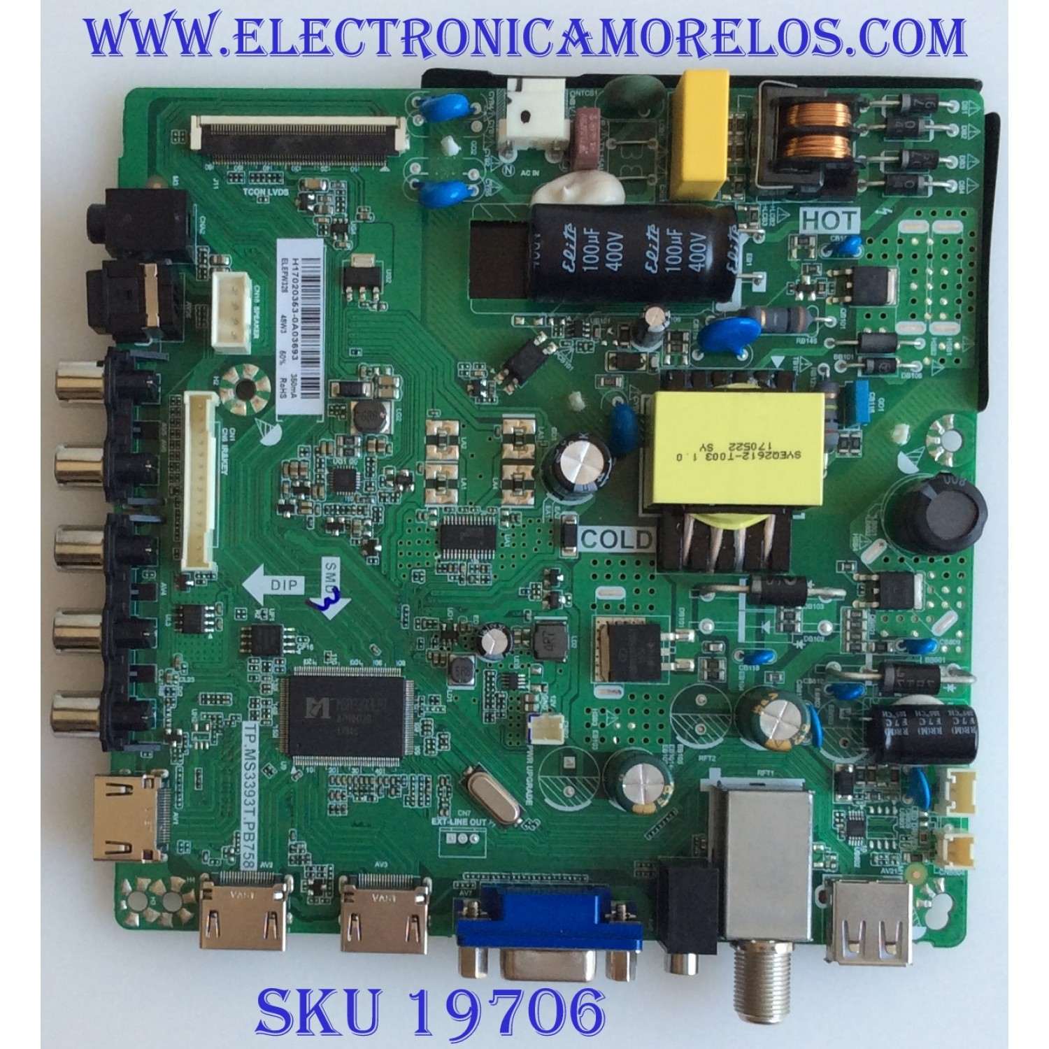 MAIN / FUENTE / (COMBO) / ELEMENT / 3200282494 / TP.MS3393T.PB758 / H17020353 / PANEL BOEI320WXL1-01 / DISPLAY HV320WHB-N81 / MODELO ELEFW328