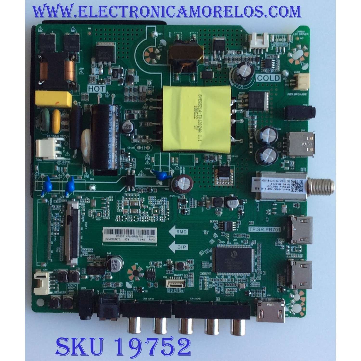 MAIN FUENTE PARA TV HISENSE NUMERO DE PARTE R18071496 / TP.SR.PB701 / 180720 / M182041 / R18071496-0A01792 / PANEL JHD400N2F31-TXL2B1QL/S0/FM/ROH / MODELO 40EU3000
