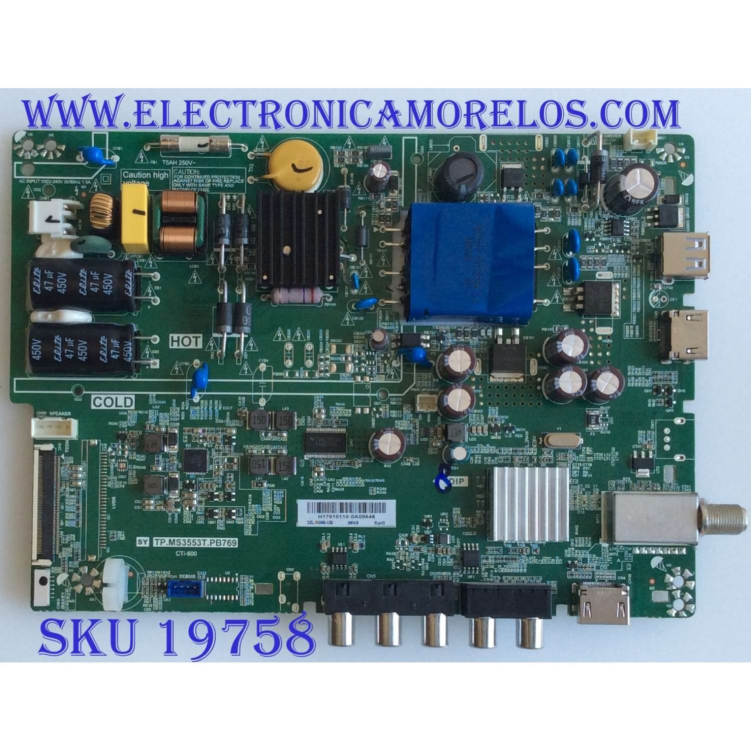 MAIN FUENTE PARA TV LG / 32LJ500B-UB / TP.MS3553T.PB769 / 3200282093 / PANEL BOEI320WX1 / MODELO 32LJ500B-UB.CUSGLH