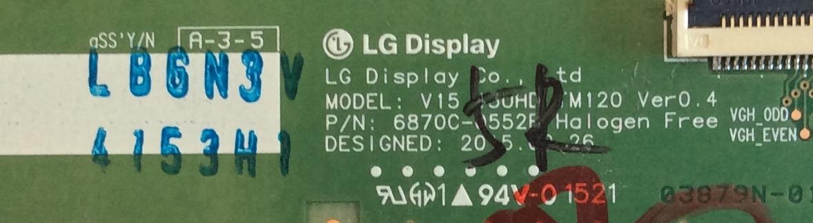 T-CON PARA TV LG / NUMERO DE PARTE 6871L-4153A / 6870C-0552B / 6870C-0552A / PANEL NC430EGE / LC430EGE-FHM1 / DISPLAY LC430EGY (SH)(A1) / MODELOS 43UF6430-UB  / 43UF6430-UB BUSYLJR / 43UF6900-UC / 43UF6900-UC.BWMYLJR - Imagen 2