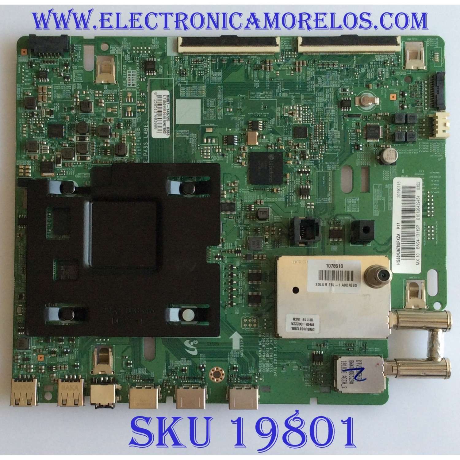 MAIN PARA TV SAMSUNG ORIGINAL / NUMERO DE PARTE BN94-13119P / BN97-14672S / BN41-02692A / PANEL CY-NN055HGLVAH / CY-NN055HGEV1H / DISPLAY LSF550FN09-L05 / BN96-39045D / MODELO HG55NJ678UFXZA / HG55NJ678UFXZA FA01