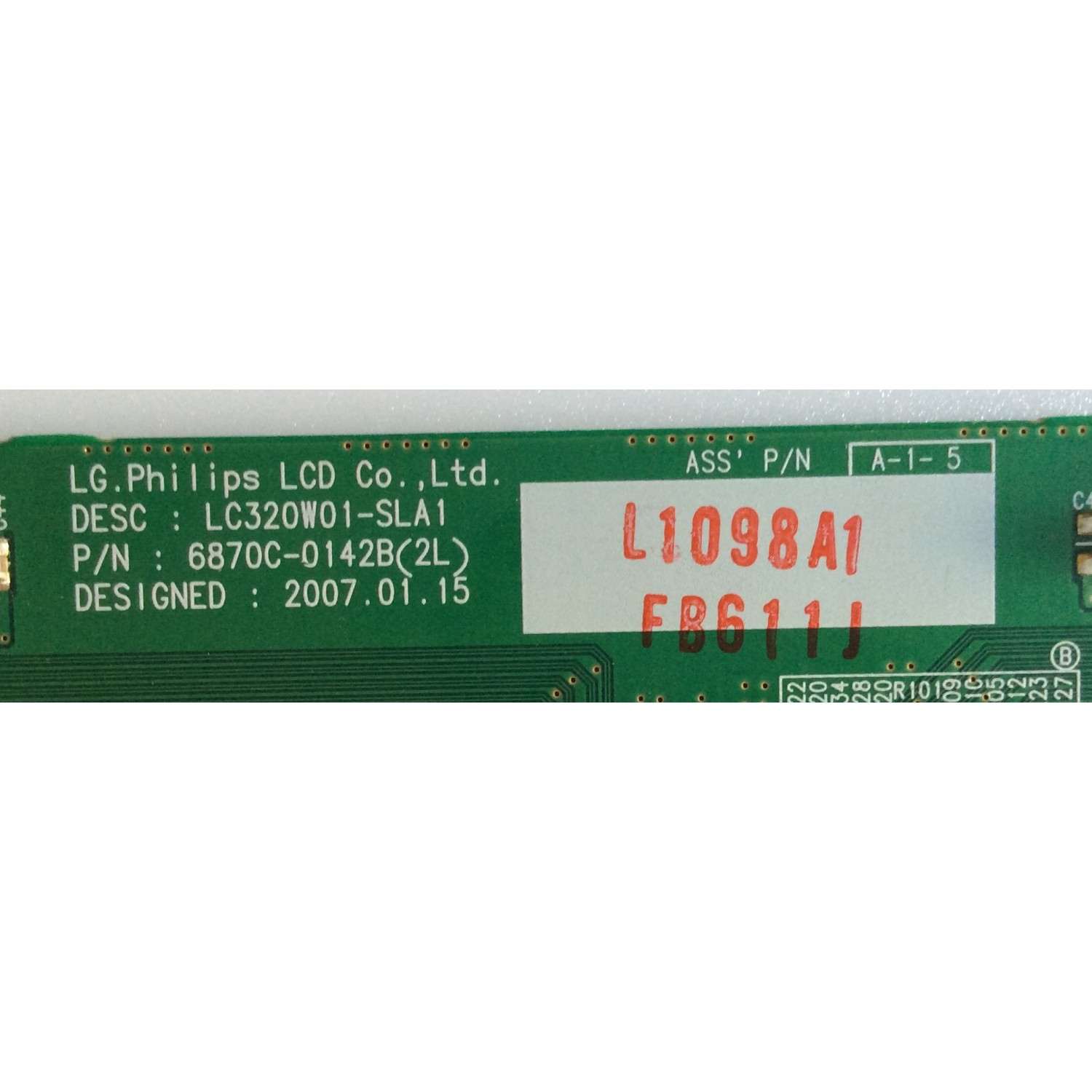 T-CON / VIZIO / 6871L-1098A / 6870C-0142B / 1098A1 / PANEL LC320W01-(SL)(A1) / MODELO VX32LHDTV10A / DLA-32C7 - Imagen 2