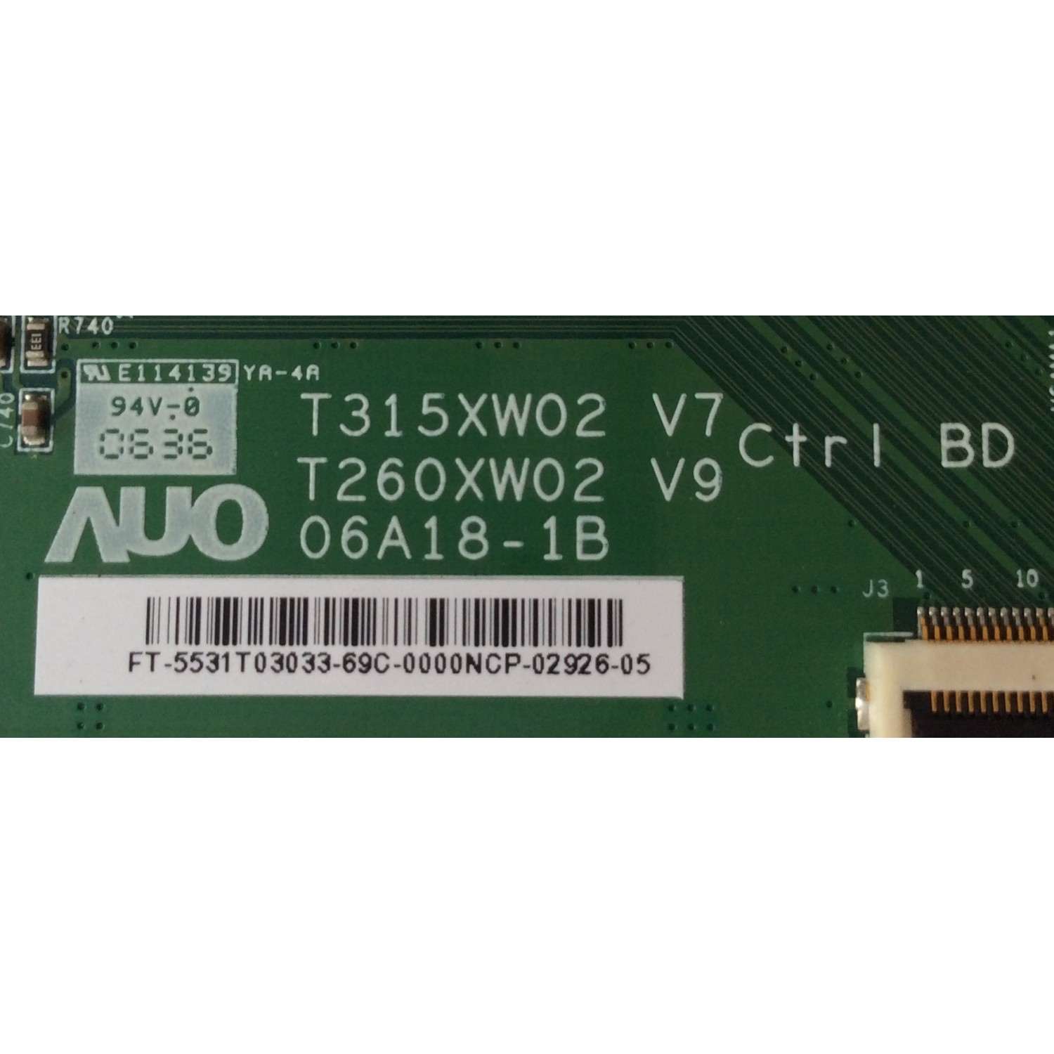 T-CON / SONY / AKAI / 55.31T03.033 / 06A18-1B / PANEL T315XW02 V.7 / AKAI  LCT32Z4ADP / LCT32Z5TAP / SONY KDL-32S2010 / KDL-32S2530 - Imagen 2
