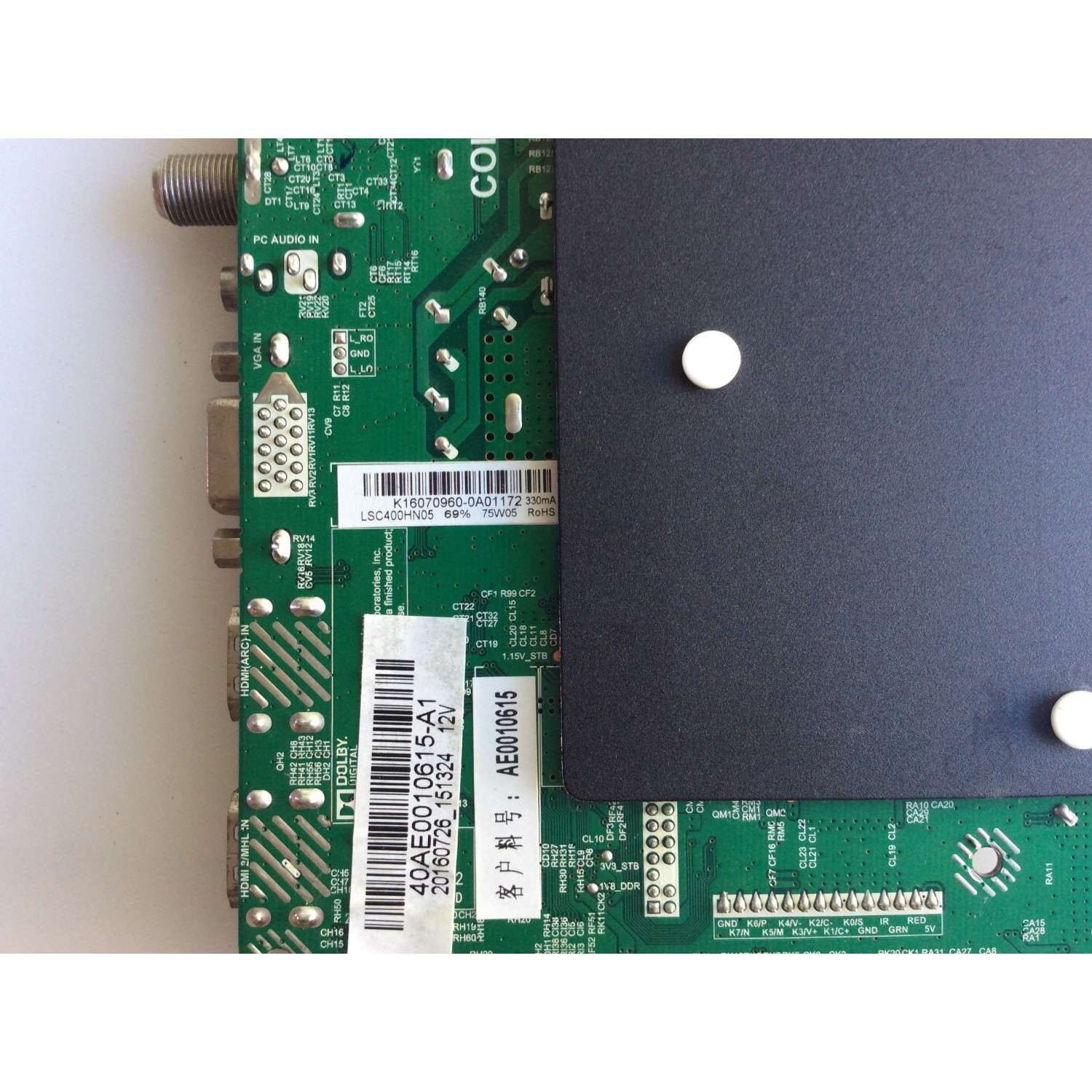 MAIN / FUENTE /(COMBO) / ATYME 40AE0010615-A1 / K16070960 / K16070960-0A01172 / TP.MS3393.PB751 / PANEL LSC400HN05-12V / MODELO 400AM7HD - Imagen 2