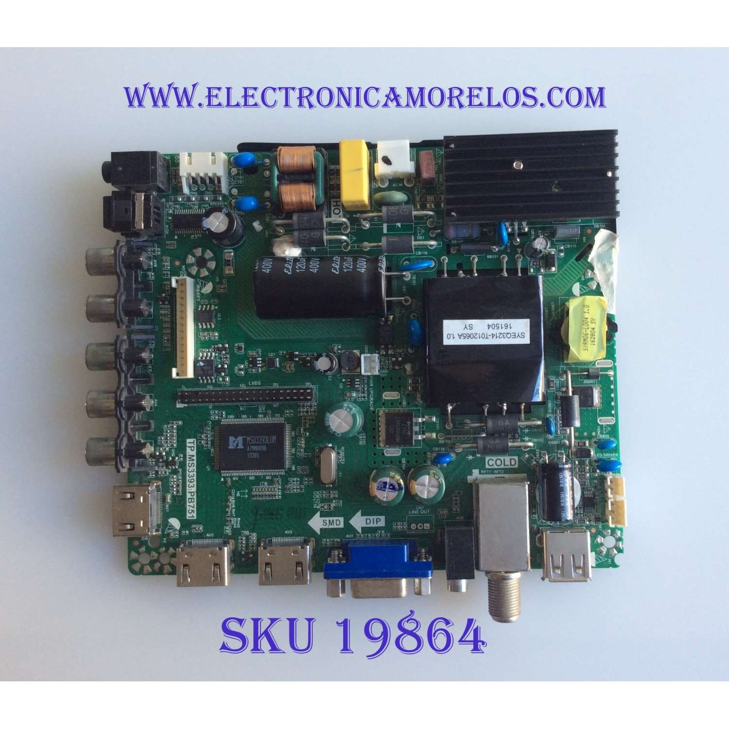MAIN / FUENTE /(COMBO) / ATYME 40AE0010615-A1 / K16070960 / K16070960-0A01172 / TP.MS3393.PB751 / PANEL LSC400HN05-12V / MODELO 400AM7HD