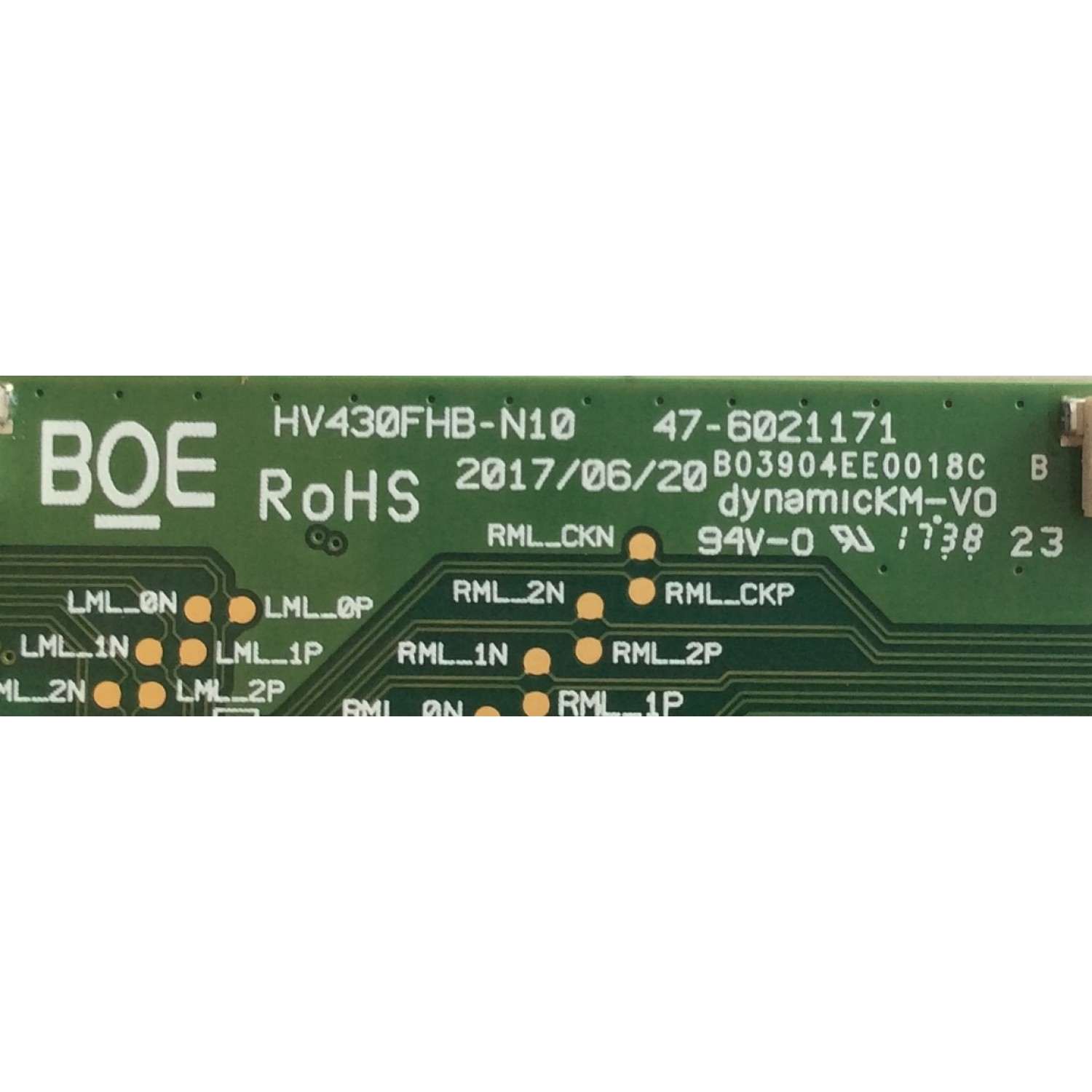 T-CON PARA TV LG ORIGINAL / NUMERO DE PARTE 44-9771326O / 44-97713260 / 47-6021171 / HV430FHB-N10 / B03904EE0018B A / 44-9771326ORD / 44-97713260RD / PANEL BOEI430WU1 / DISPLAY HV430FHB-N10 / MODELO 43LJ5000 / 43LJ5000-UB / 43LJ5000-UB.CUSGLH - Imagen 3