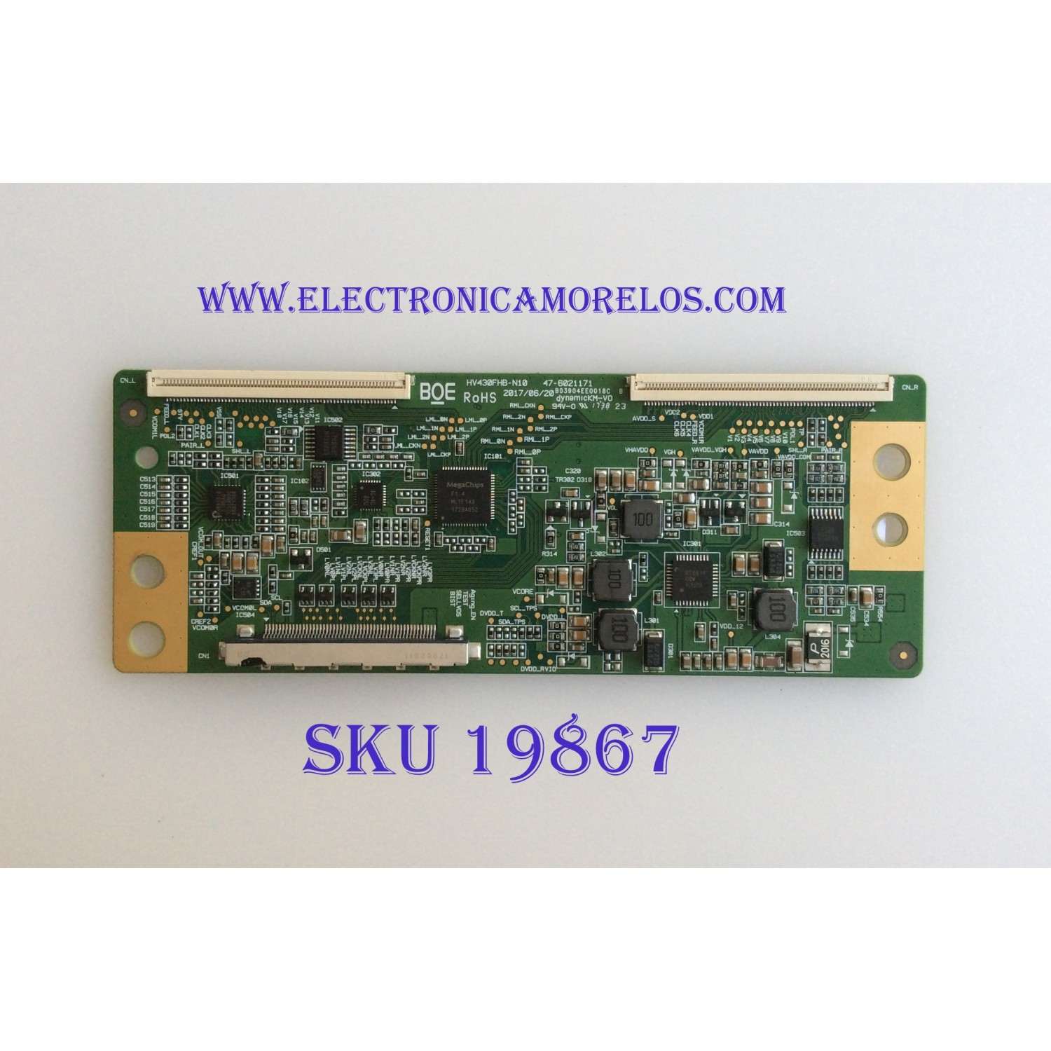 T-CON PARA TV LG ORIGINAL / NUMERO DE PARTE 44-9771326O / 44-97713260 / 47-6021171 / HV430FHB-N10 / B03904EE0018B A / 44-9771326ORD / 44-97713260RD / PANEL BOEI430WU1 / DISPLAY HV430FHB-N10 / MODELO 43LJ5000 / 43LJ5000-UB / 43LJ5000-UB.CUSGLH