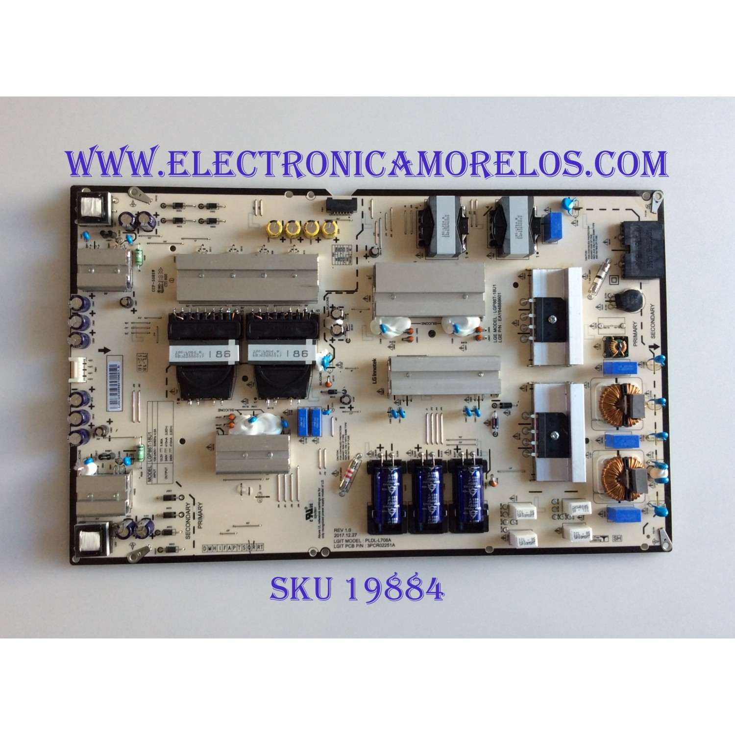 FUENTE DE PODER PARA TV LG / NUMERO DE PARTE EAY64888601 / PLDL-L708A / 64888601 / LGP86T-18U1 / 3PCR02251A / PANEL HC860DQF / MODELOS 86UK6570PUB / 86UK7570PUB / 86UM7570PUB / 86UM8070PUA / 86UM8070AUB