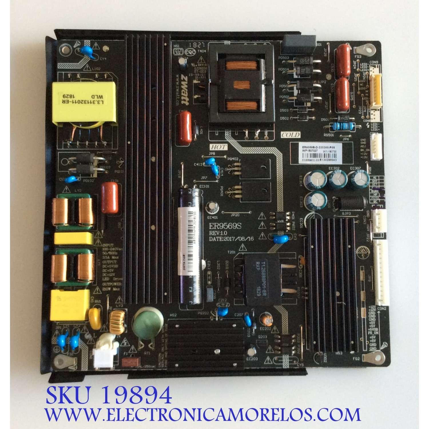 FUENTE DE PODER PARA TV RCA / NUMERO DE PARTE AE0050456 / ER9569S REV:1.0 / ER9569S-D-225300-P08 / PANEL HV650QUB-N90 / MODELO RNSMU6536