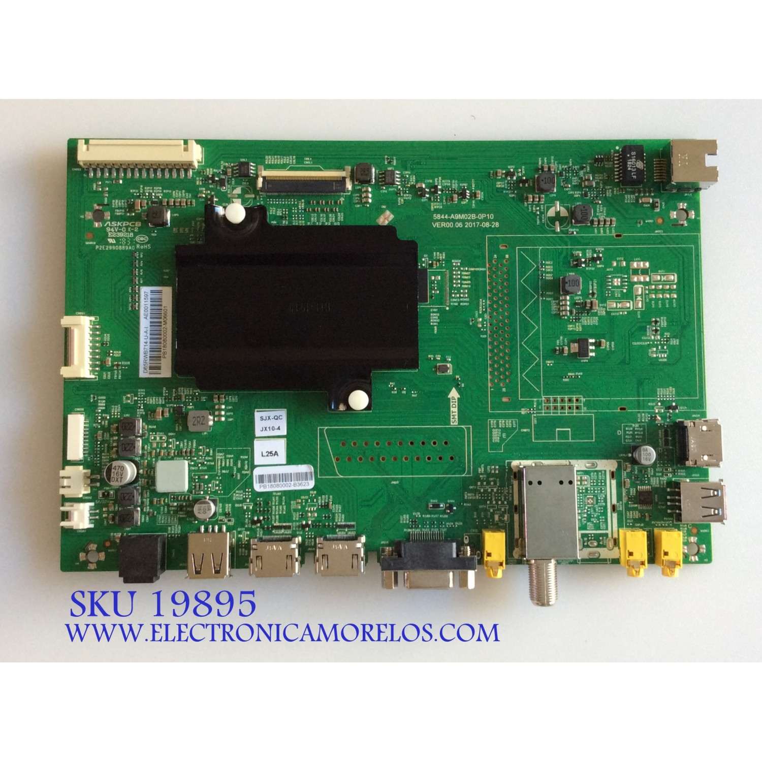 MAIN PARA TV RCA / NUMERO DE PARTE AE0011597 / 5844-A9M02B-0P10 VER00.06 / D65RWB714-U-A-I / PANEL HV650QUB-N90 / MODELOS RNSMU6536 / RNSMU5036