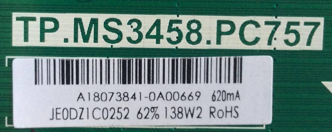 MAIN / FUENTE (COMBO)/ RCA / AE0011138 / TP.MS3458.PC757 /  A18073841 / B18073696 /  JE0DZ1C0252 / PANEL JE601R3HB3L / MODELO RTU6050 - Imagen 2