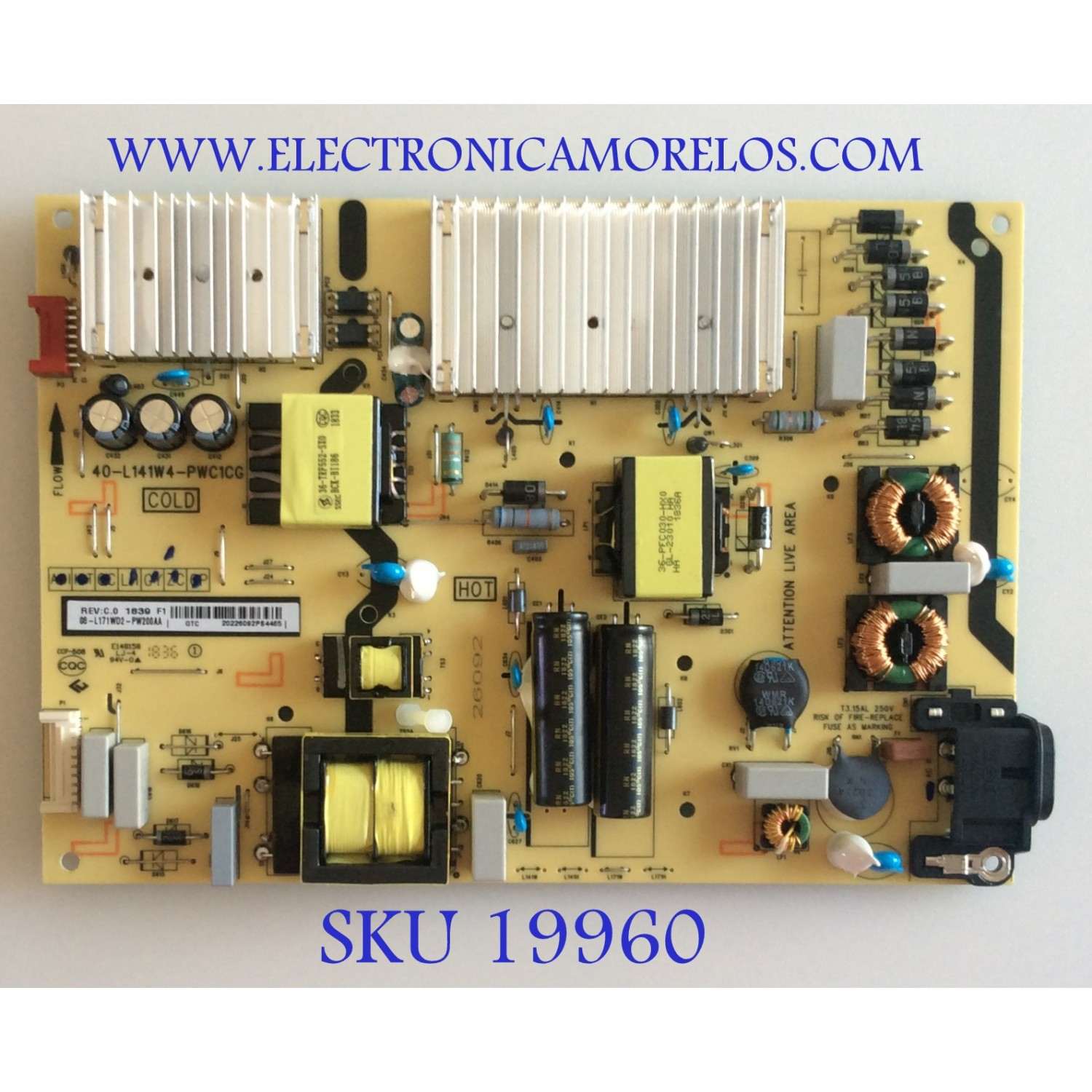 FUENTE DE PODER PARA TV TCL / NUMERO DE PARTE 08-L171WD2-PW200AA / 40-L141W4-PWC1CG / E148158 / PANEL LVU650NDEL / MODELOS 65S425TACA / 65S421TCAA / 65S423TFAA / 65S423LFAA / 65S425LACA / 65S4TEAA