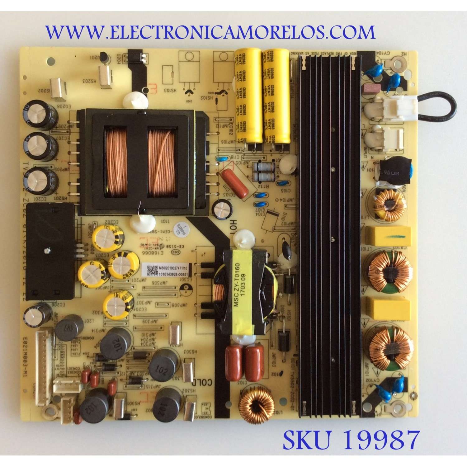 FUENTE DE PODER / JVC / 1010143926 / TV5502-ZC02-01 / M50/2010027471/10 / PANEL LSC650FJ11-W / MODELO LT-65MA770