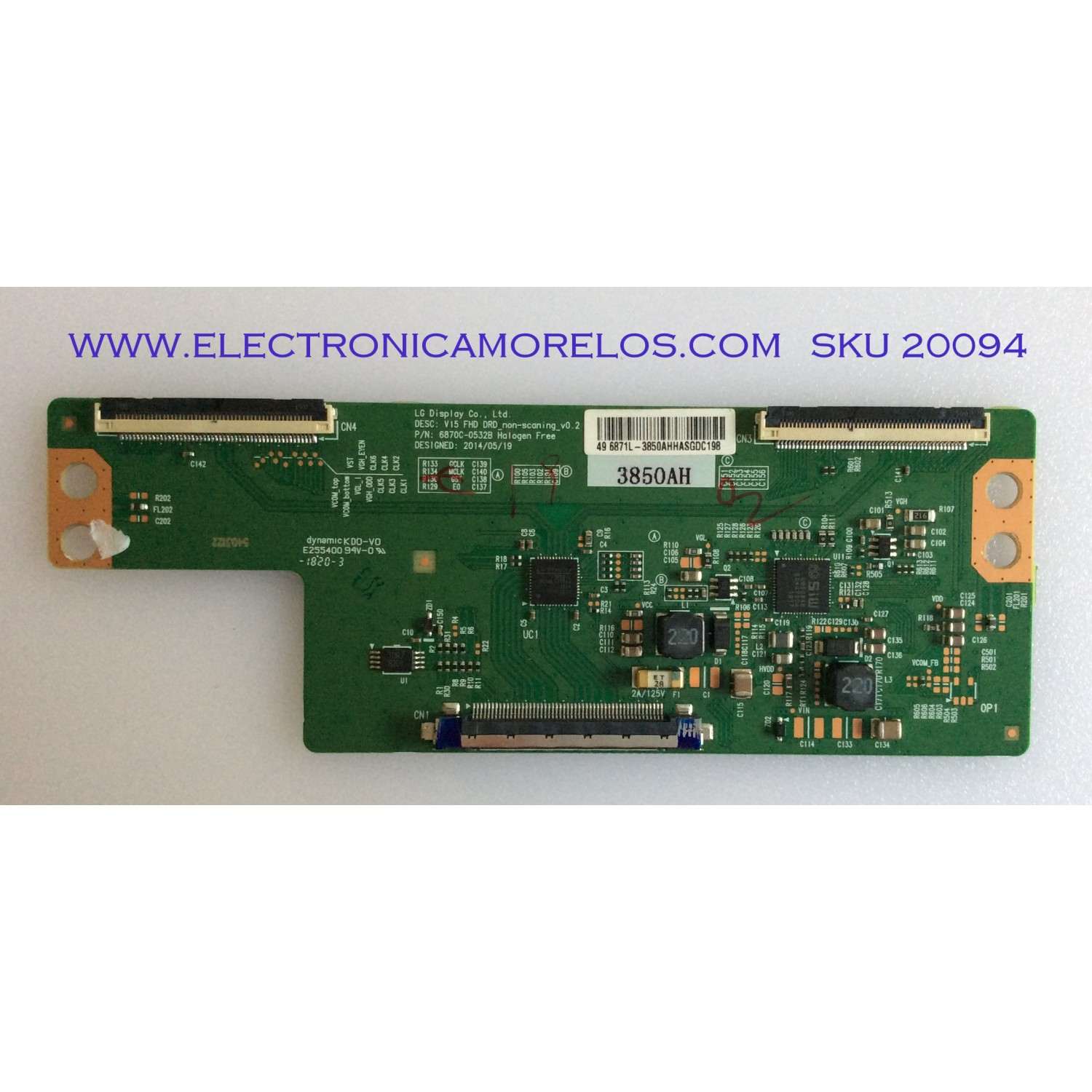 T-CON PARA TV HITACHI / NUMERO DE PARTE 6871L-3850A / 6870C-0532B / 3850A / PANEL LC490DUY-SHA2 / DISPLAY LC490DUY (SH)(A2) / MODELOS LE49A509 / 49L310U / 49L420U / 49LF421U19 / HKP49SM9