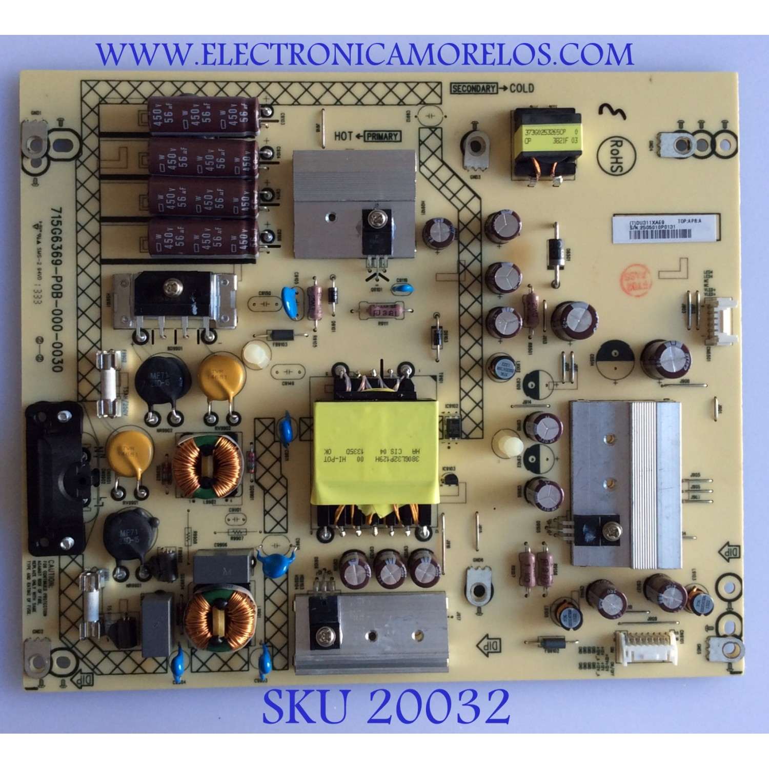 FUENTE DE PODER / SHARP / DU311XAE9 / 715G6369-P0B-000-0030 / MODELO LC-39LE351U