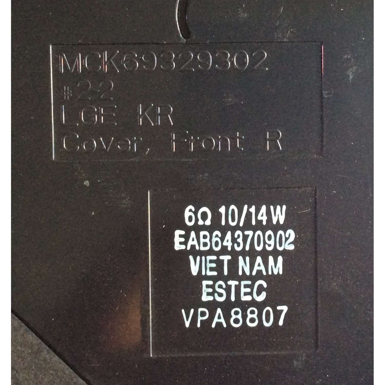BOCINAS PARA TV / LG EAB64370902 / EAB64370901 / MCK69329302 / MCK69329301 / MCK69311602 / MCK69311601 / VPA8807 / VPA8809 / MODELO 86UK6570PUB - Imagen 2