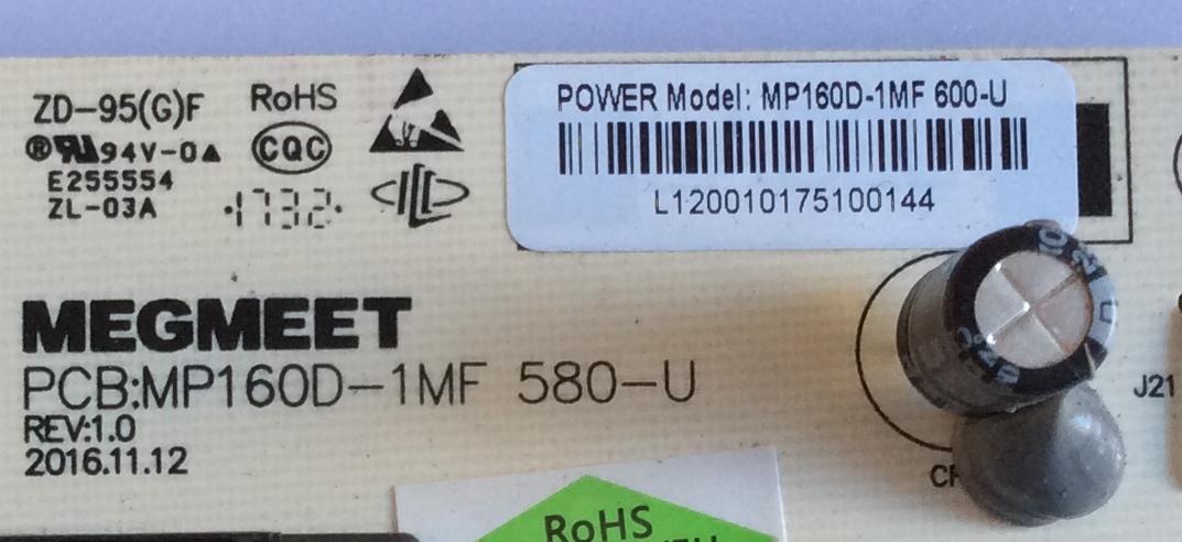 FUENTE DE PODER  ELEMENT / MP160D-1MF-600-U / MP160D-1MF 580-U/ PANEL C500U17-E61-C (G71) / MODELO E4SW5017RKU A8C0M  - Imagen 2