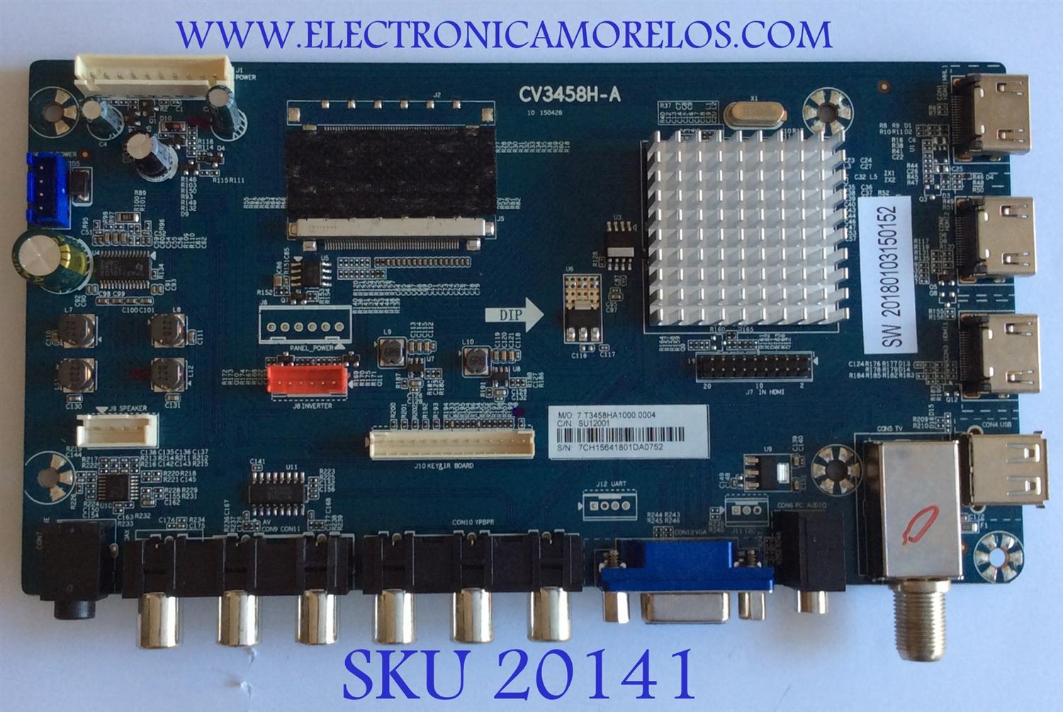 MAIN / RCA / RTU7575 / CV3458H-A / 7.T3458HA1000.0004 / 7CH1564 / 20180103150152 / PANEL LK750RP1A00 / MODELO RTU7575