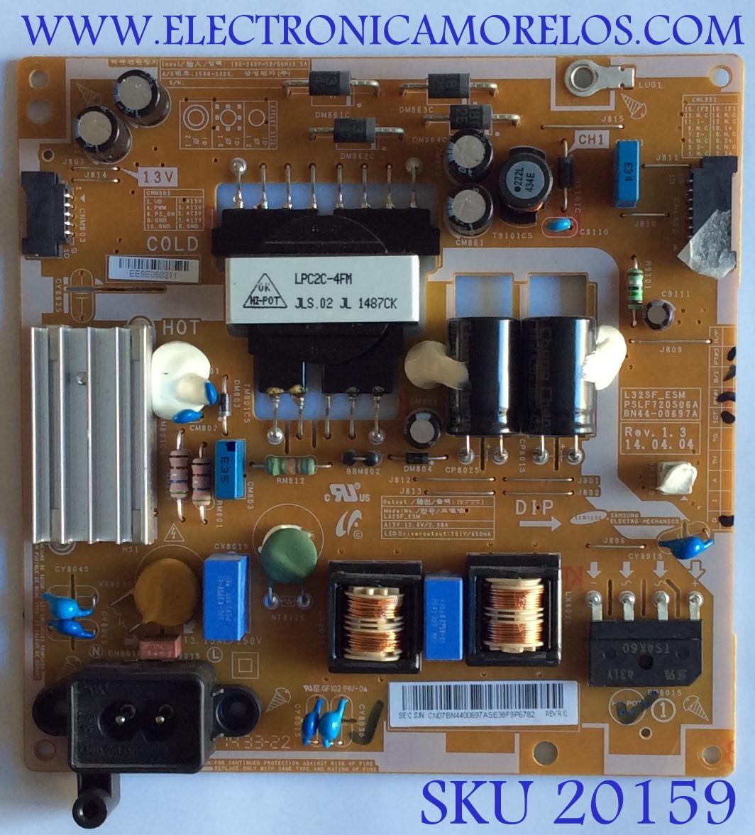 FUENTE DE PODER / SAMSUNG / BN44-00697A / PSLF720S06A / L32SF_ESM / PANEL CY-GH032BGLV2H / MODELO UN32H5500AFXZA TS01