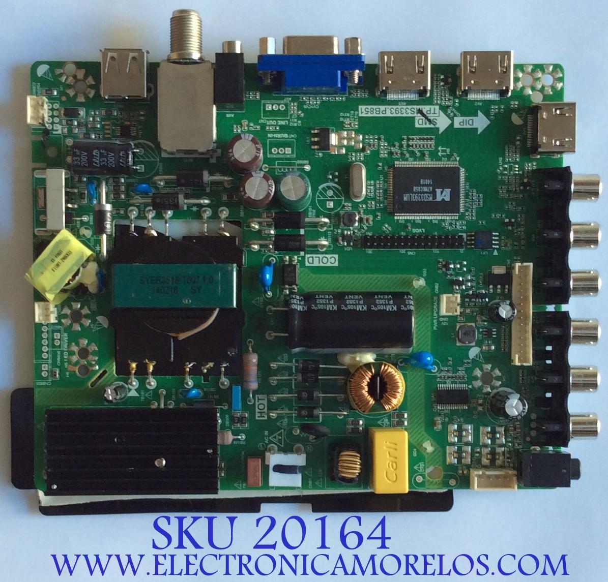 MAIN / FUENTE / (COMBO) / WESTINGHOUSE / B14010542 / TP.MS3393.PB851 / PANEL V400HJ6-PE1 / MODELO DWM40F1Y1