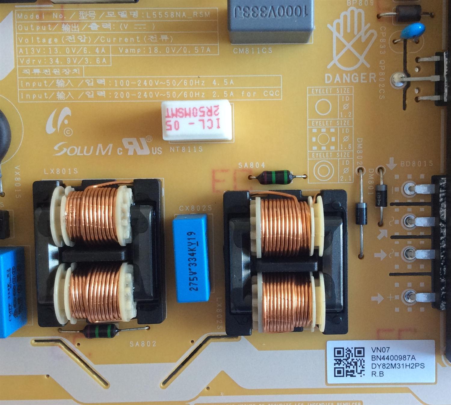 FUENTE DE PODER / BN44-00987A / L55S8NA R5M / PANEL CY-TR055FLLV2H / MODELO QN55Q80RAFXZA FA02 - Imagen 3
