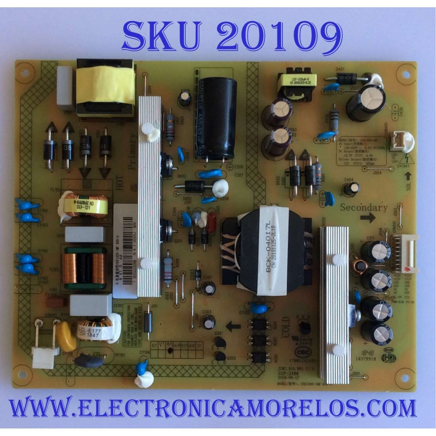 FUENTE DE PODER / ELEMENT 850223088 / CH2100D-1MF / CCP-3400 / JUM7.820.883 / 17001161691 / MODELO E4SC4018RKU