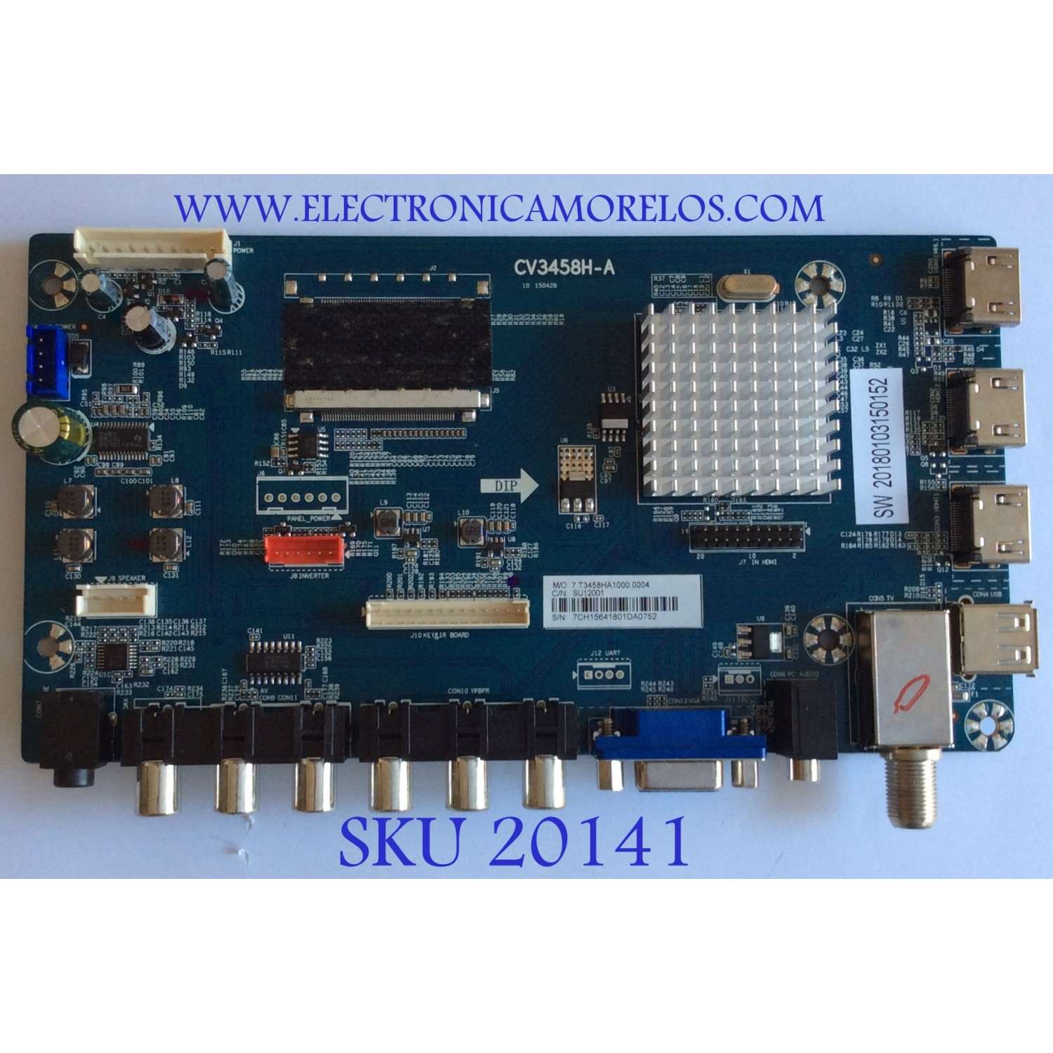 MAIN / RCA / RTU7575 / CV3458H-A / 7.T3458HA1000.0004 / 7CH1564 / 20180103150152 / PANEL LK750RP1A00 / MODELO RTU7575