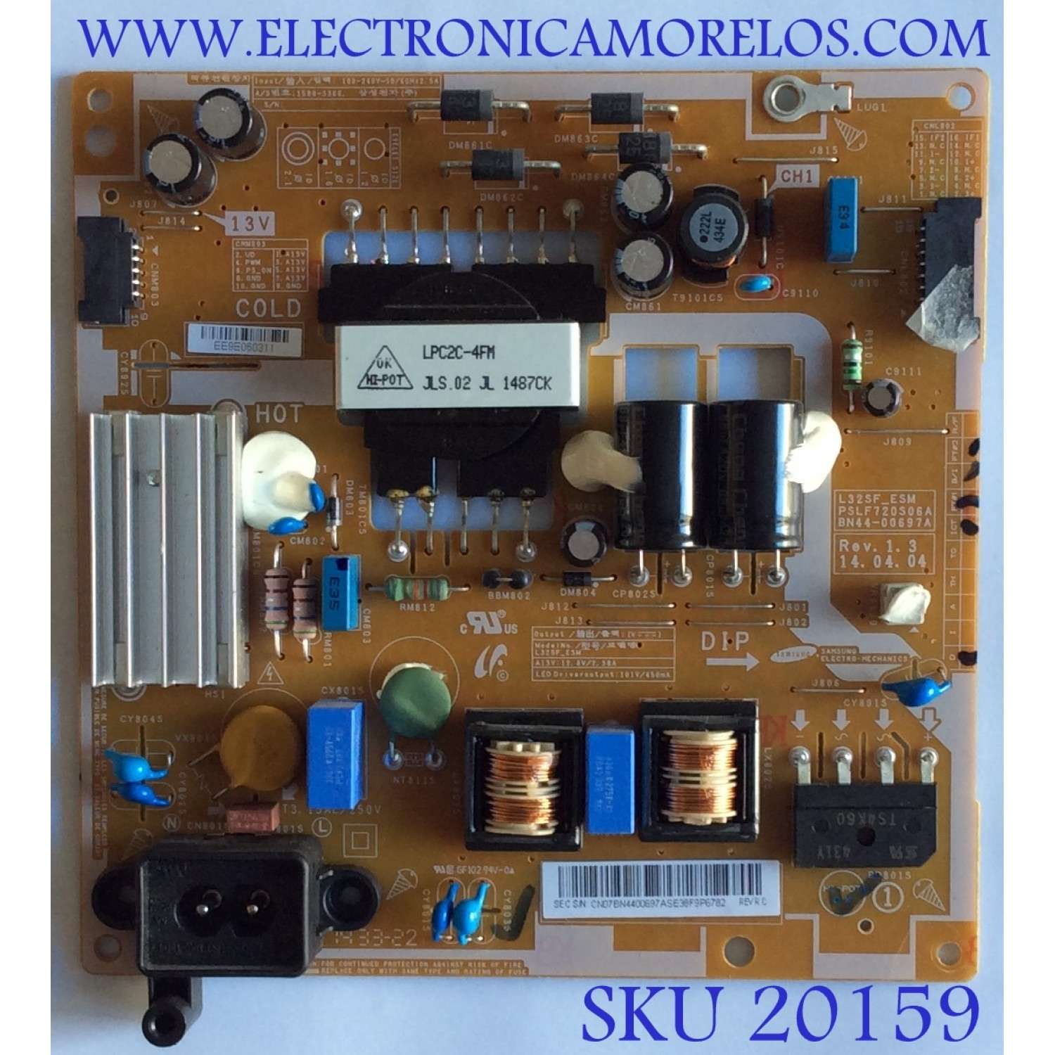 FUENTE DE PODER / SAMSUNG / BN44-00697A / PSLF720S06A / L32SF_ESM / PANEL CY-GH032BGLV2H / MODELO UN32H5500AFXZA TS01