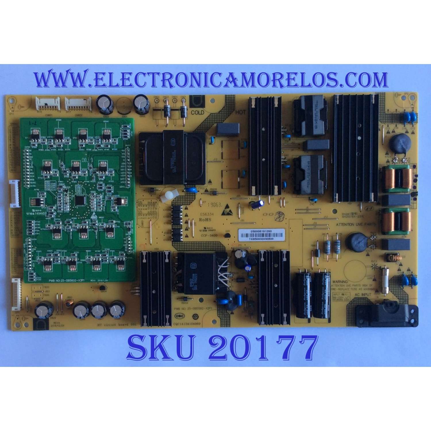 FUENTE DE PODER PARA TV VIZIO / NUMERO DE PARTE 0500-0619-1260 / SHG5516A-237E / 25-DB5592-X2P1 / CQC14134104969 / 050006191260 / PANEL T550QVN05.D / MODELO M557-G0 / M557-G0 LAUAQC / M557-G0 LAUAQCKV / M557-G0 / M557-G0 LAFAQC / M557-G0 LAFAQCMV