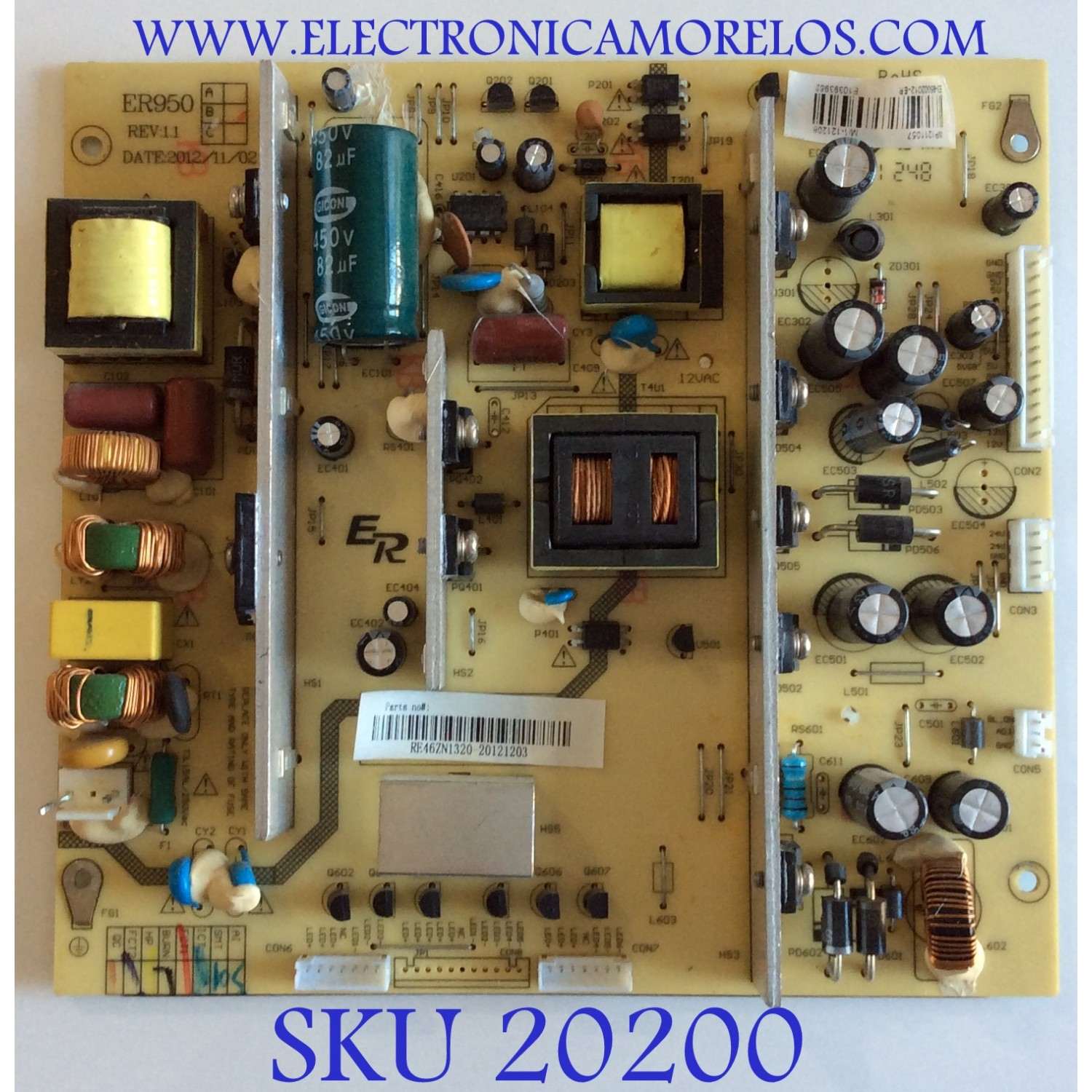 FUENTE DE PODER PARA TV RCA / NUMERO DE PARTE RE46ZN1320 / ER950 / KB-5150 / WP1211057 / E3-95002012-ER / PANEL LSC550HW02-QYE / MODELO LED55C55R120Q