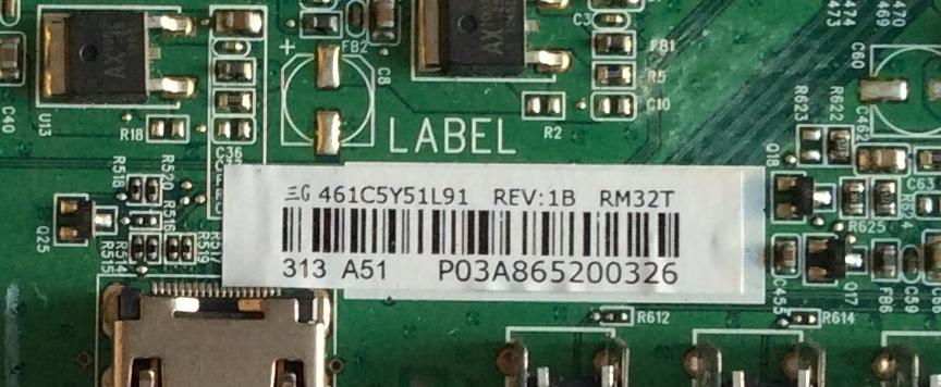 MAIN / TOSHIBA / 75033546 / SRI32T VTV-L32615 / 461C5Y51L91 / 431C5Y51L91 / PANEL C320LD-DF63 Rev. 1B / DISPLAY V320BJ6-PE1 / MODELO 32L1350U - Imagen 2