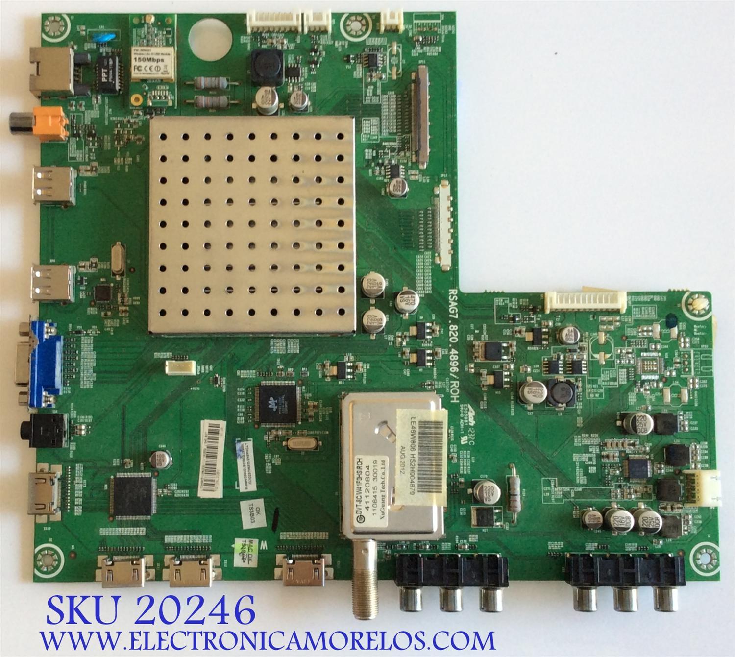 MAIN / HITACHI / 160559 / RSAG7.820.4896 / 160557 / LTDN48K510XWUS3D / TS3B03 / TS3B04 / PANEL LTA480HQ01-C01 / MODELO LE48W806