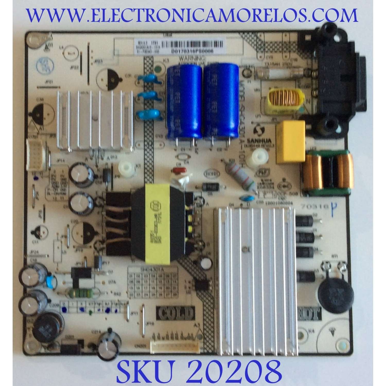 FUENTE DE PODER PARA TV HITACHI, PANASONIC /  81-PBE043-H93 / X490251 / SHG4301A10-101H / DLBB449 REV:0.3 / PANEL LVU430LGDX  E1  V17 / MODELOS 43R80 / TC-43FX500X