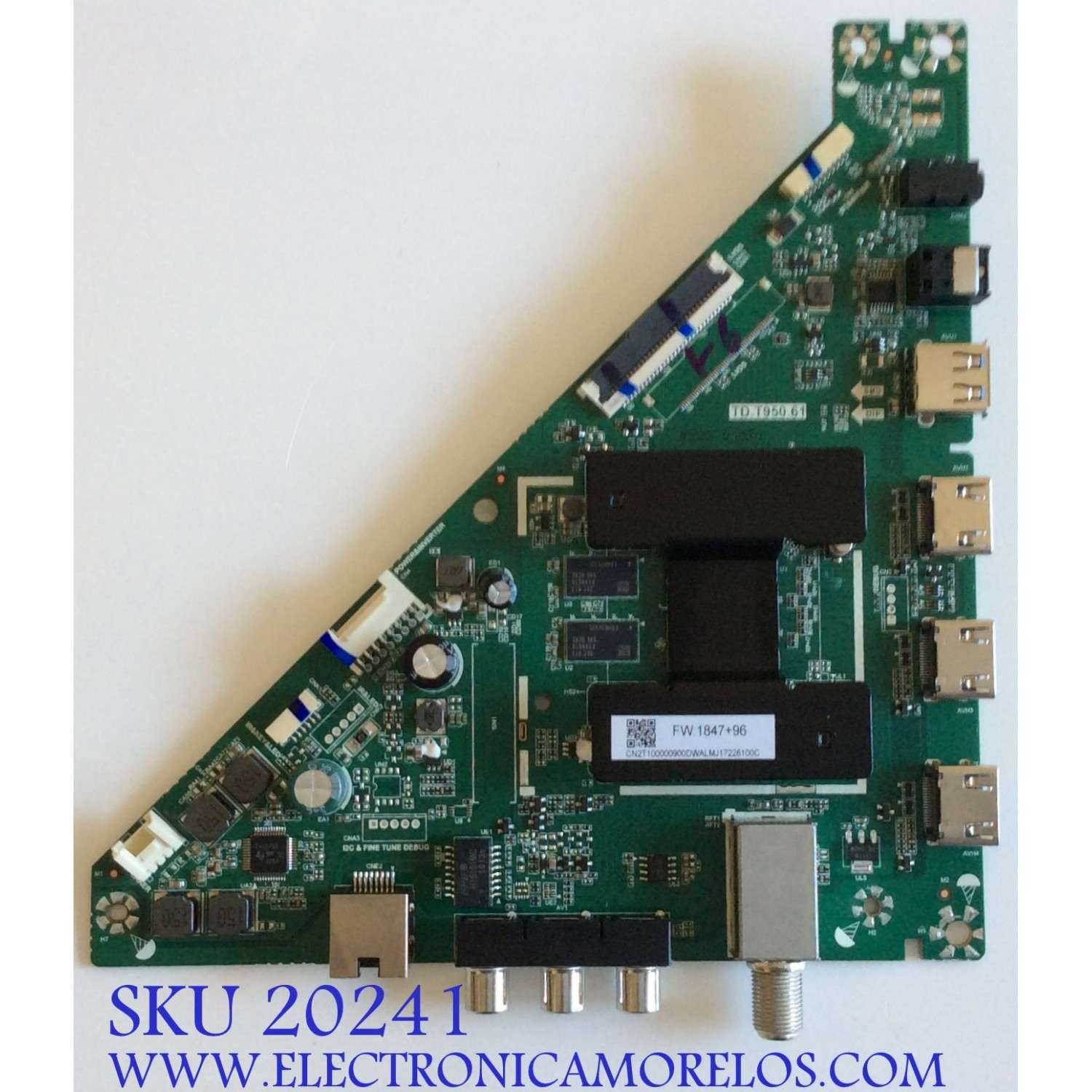 MAIN / TOSHIBA / 78V0F000020 / H19030287 / TD.T950.61 / FW:1847+96 / PANEL U320DH05 TT105 / MODELO 32LF221U19