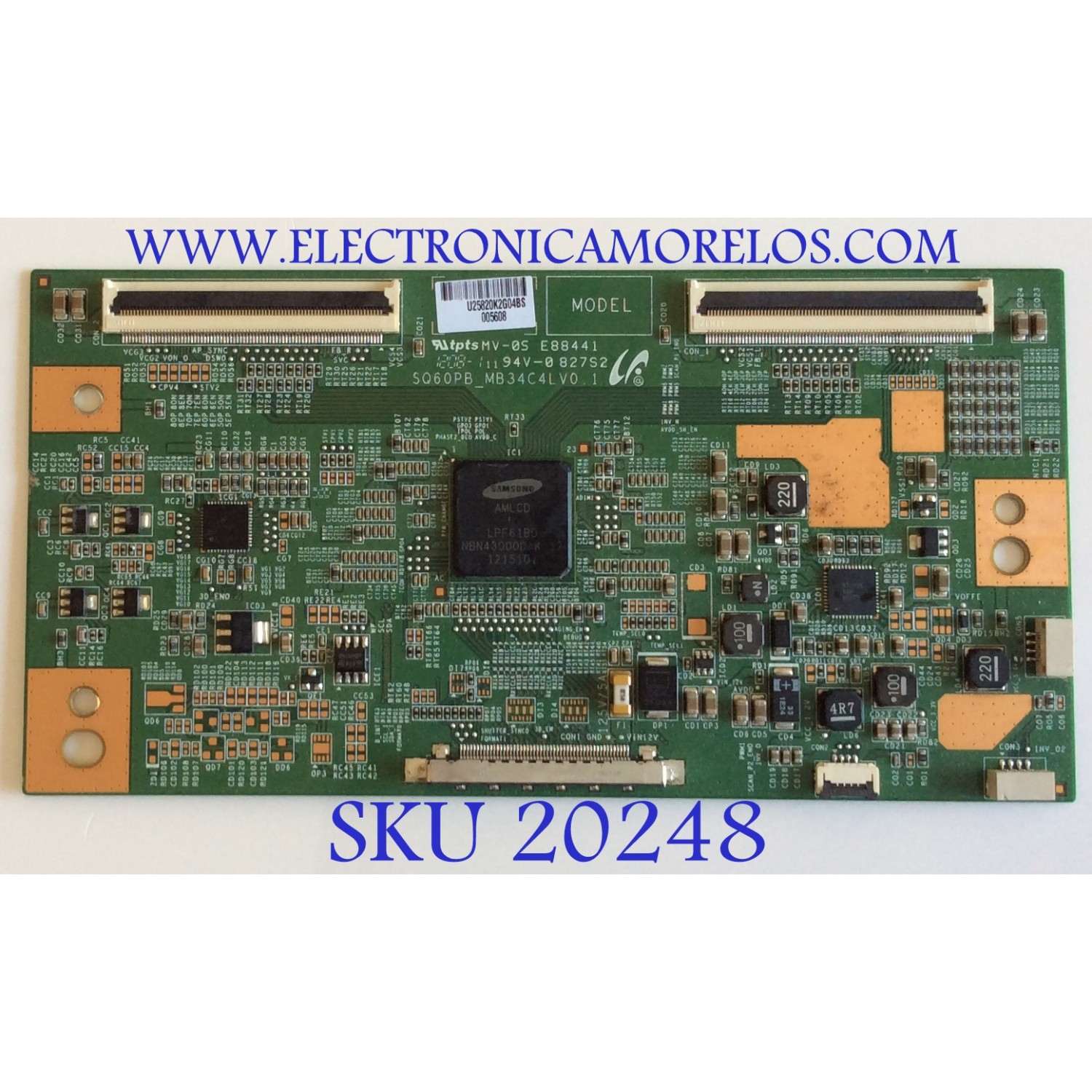 T-CON / HITACHI / LJ94-25820K / SQ60PB_MB34C4LV0.1 / PANEL LTA480HQ01-C01 / MODELO LE48W806