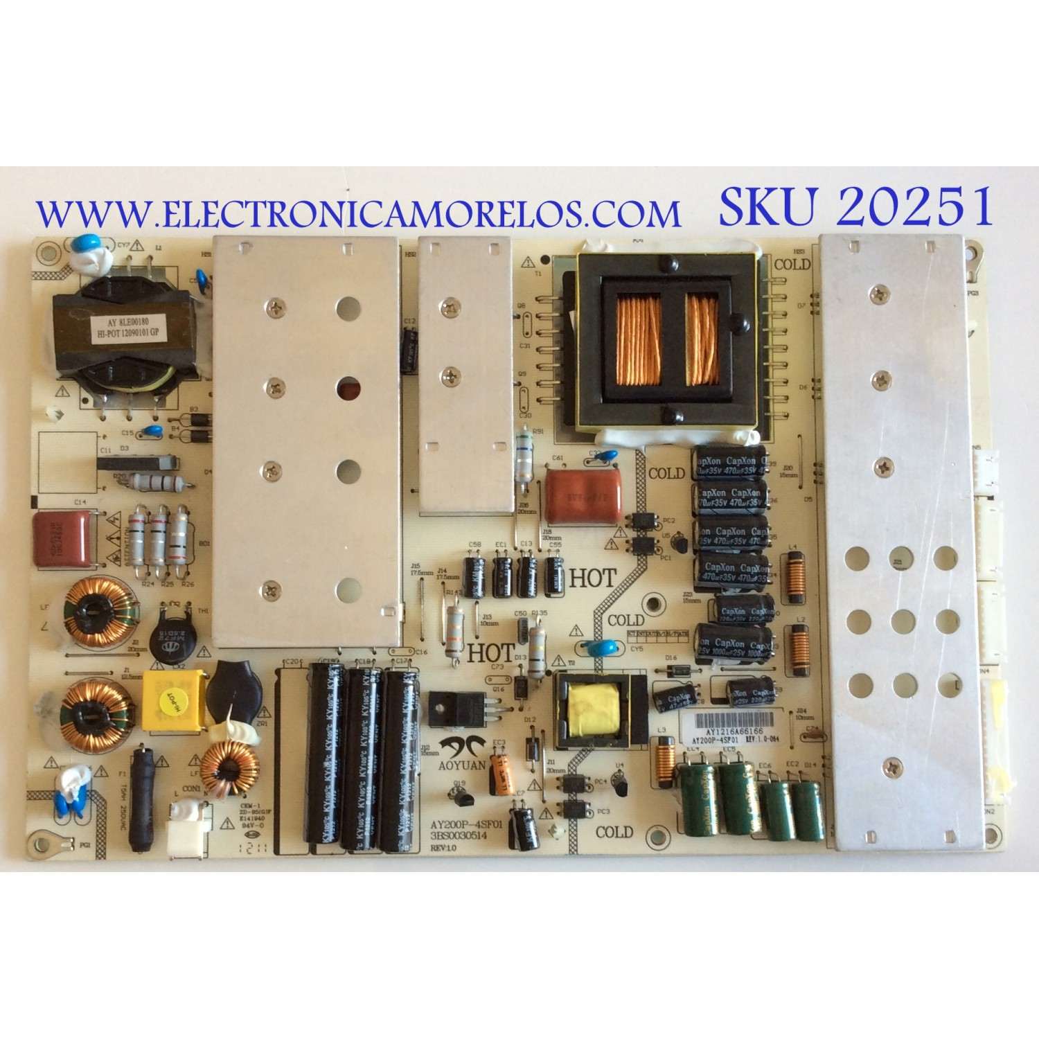 FUENTE DE PODER / COBY / AY200P-4SF01 / 3BS0030514 / AY1216A66166 / PANEL V500HJ1-LE1 REV.C3 / MODELO LEDTV5028