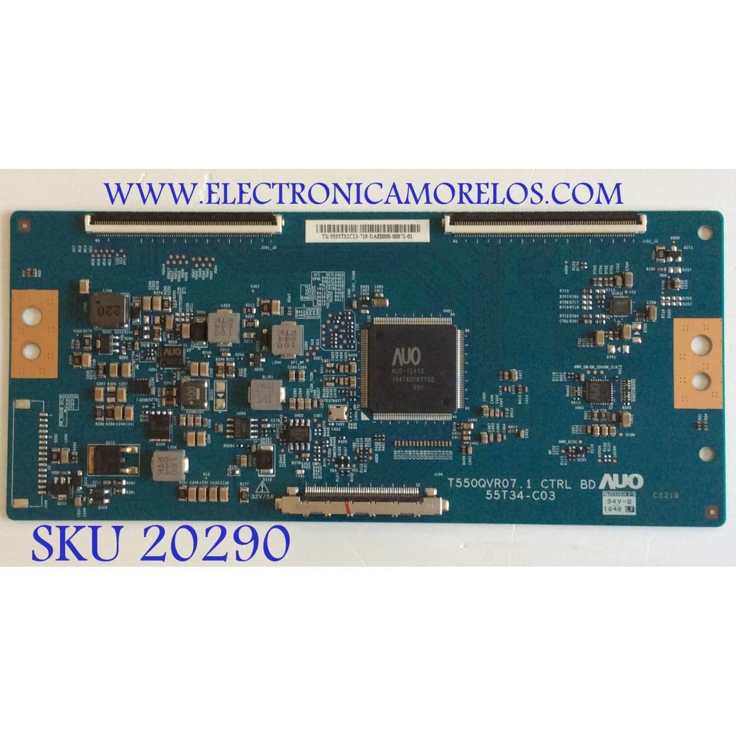 T-CON INSIGNIA / 55.55T32.C13 / T550QVR07.1 CTRL BD / 55T34-C03 / PANEL TPT550U1-QVN05.U REV: S000G / MODELO NS-55DR710NA17
