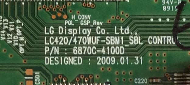 T-CON VIZIO / 6871L-4700E / 6870C-4100D / PANEL LC470WUF-(SB)(M1) / MODELO SV471XVT - Imagen 2