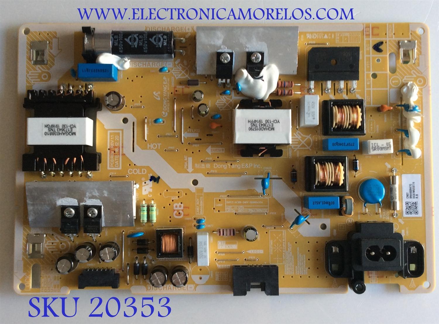 FUENTE DE PODER PARA TV SAMSUNG / NUMERO DE PARTE BN4400947G / L43E7_RDY / BN44-00947G / PANEL'S CY-NN043HGNV1H / CY-NN043HGEVMH / MODELOS UN43NU6900 / UN43NU6950 / UN43RU7100 / UN43RU7200 / UN43RU7200FXZA CC06 / UN43RU7200FXZA AA01 / UN43RU7100FXZX AA01