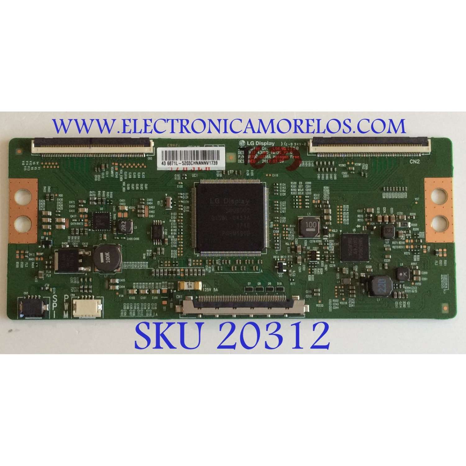 T-CON PARA TV HITACHI / POLAROID PHILIPS SMART TV / NUMERO DE PARTE 6871L-5203C / 6870C-0738A / 5203C / V17_43UHD_TM120_V1.0 / PANEL´S LVU430LGDX E1 V17 / LC430EGY (SK)(M3) / MODELOS 43R80 / PTV43174KILED / 43PFL5604/F7