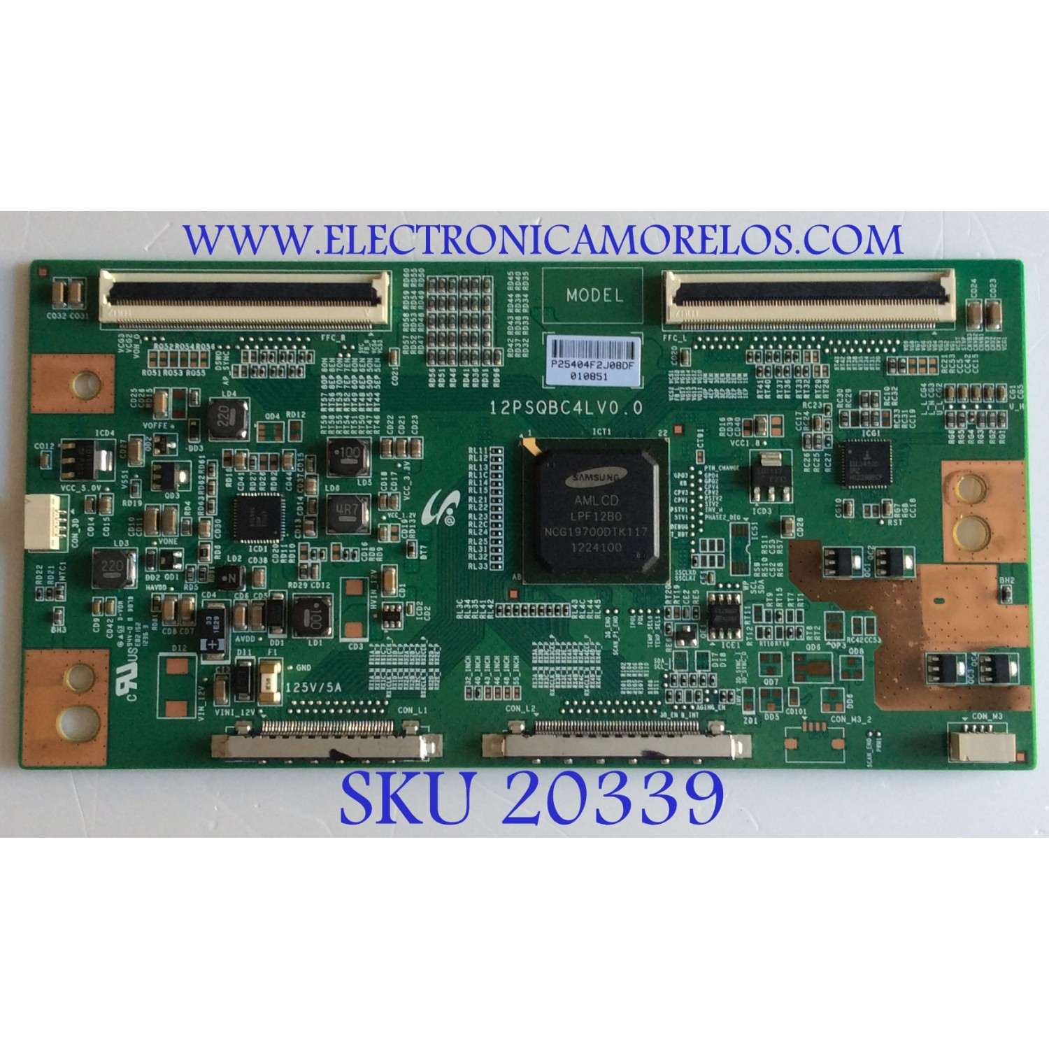 T-CON TOSHIBA / LJ94-25404F / 12PSQBC4LV0.0 / P25404F / PANEL LTA400HV04 / MODELO 40L5200U1