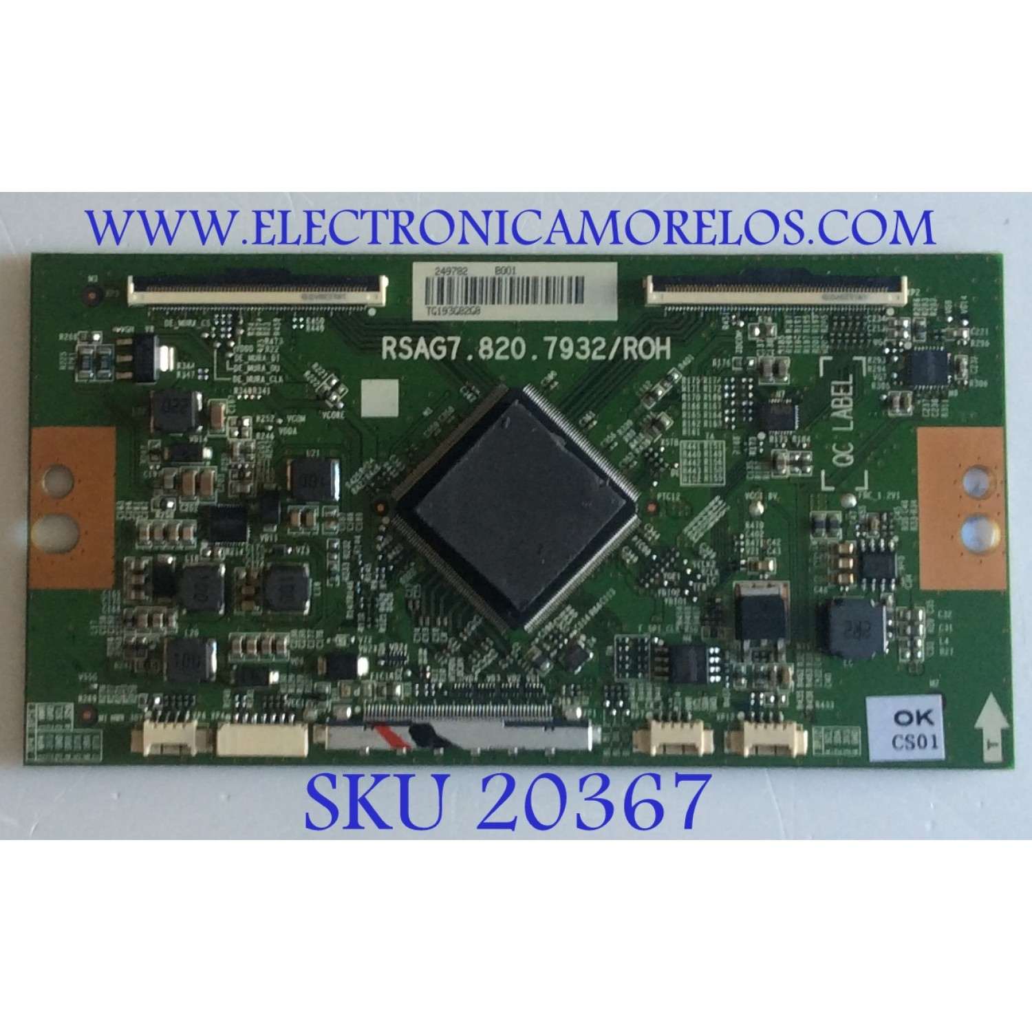 T-CON PARA TV HISENSE ULED / NUMERO DE PARTE 249782 / RSAG7.820.7932/ROH / E303981 / PANEL HD500V3U51-TAL3\S0\FJ\GM\ROH / DISPLAY T500QVN03.7 / MODELO 50H8F