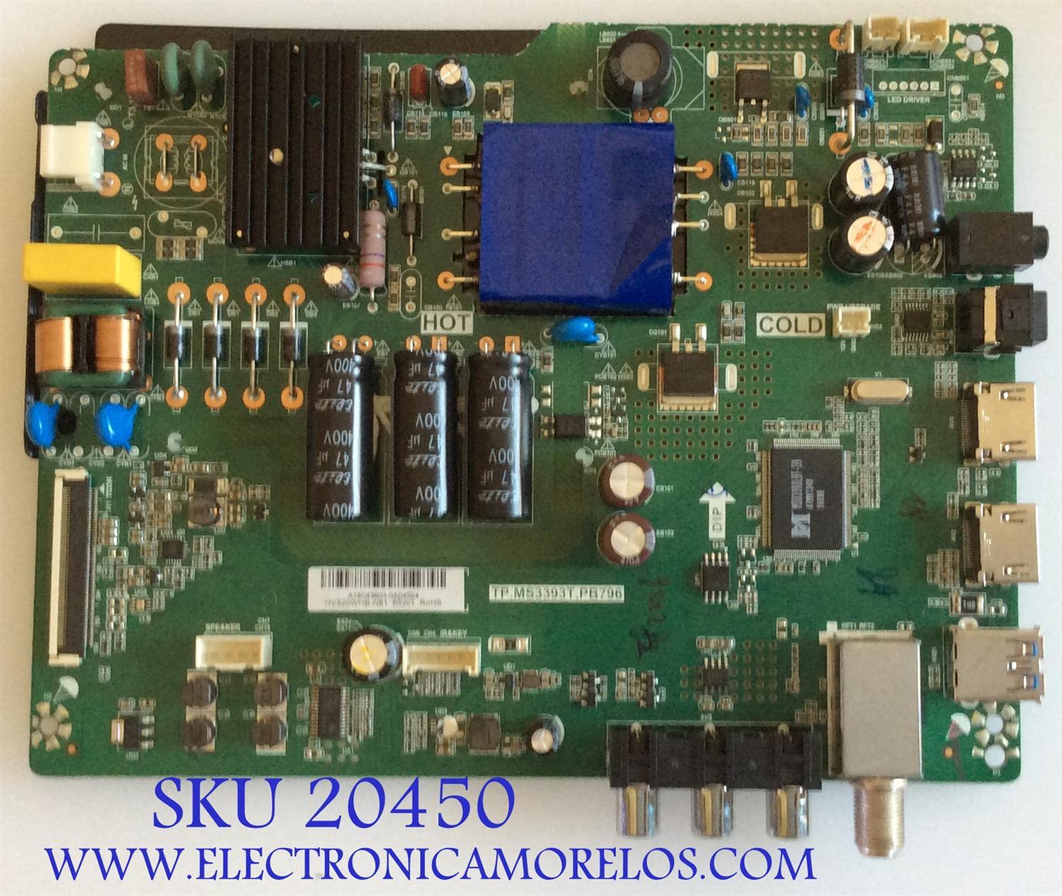 MAIN FUENTE (COMBO) INSIGNIA / A16043803 / TP.MS3393T.PB796 / HV320WHB-N81 / 22002A0166T / PANEL BOEI320WX1-01 / MODELO 