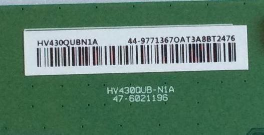 T-CON VIZIO /  44-9771367O / HV430QUBN1A / 44-97713670 / PANEL TPT430H3 -QUBN1A.K REV:SA9P0B / DISPLAY HV430QUB-N1A / MODELO E43-F1 LTMUWTKV - Imagen 2