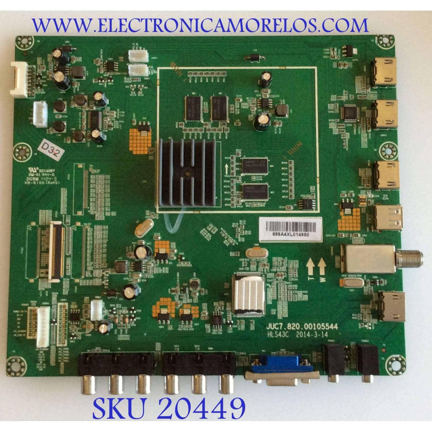 MAIN CHANGHONG / 999A4XL / JUC7.820.00105544 / HLS43C / PANEL C420U13-E1-L / MODELO UD42YC5500UA