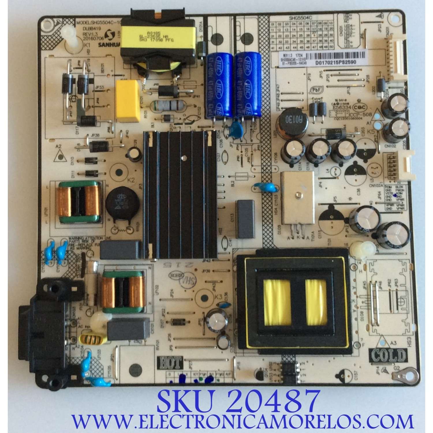 FUENTE DE PODER HITACHI / 81-PBE055-H4C48 / SHG5504C-101H / SHG5504C48-101HB / CCP-508 / SHG5504C27 / PANEL LVU490CSDX  E2 / MODELOS 49R80 / 50R81