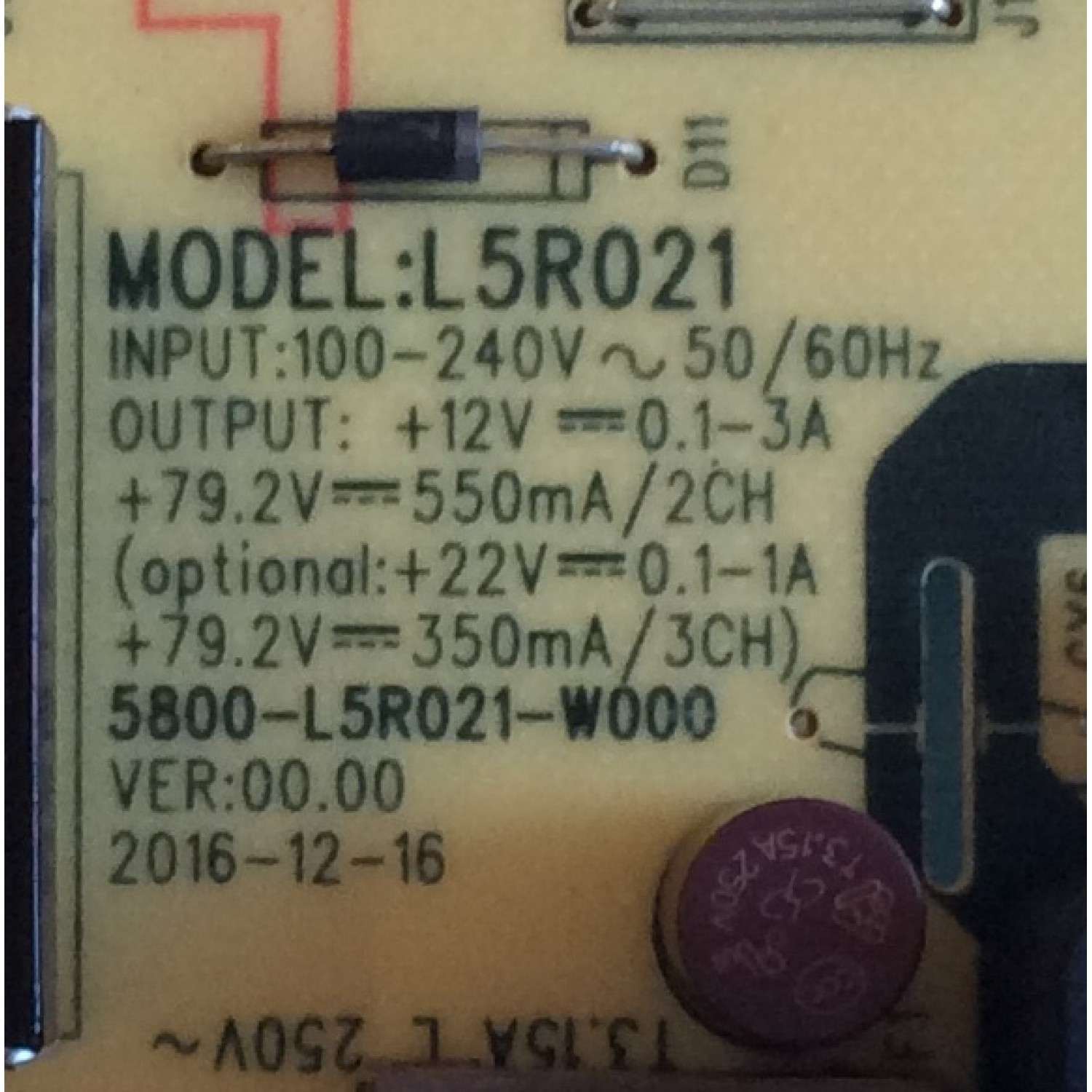 FUENTE DE PODER SKYWORTH / 5R021-W1 / 5800-L5R021-W000 / L5R021 / 1790591U / PANEL SDL550WY(LD0-612) / MODELO 55U5A - Imagen 2
